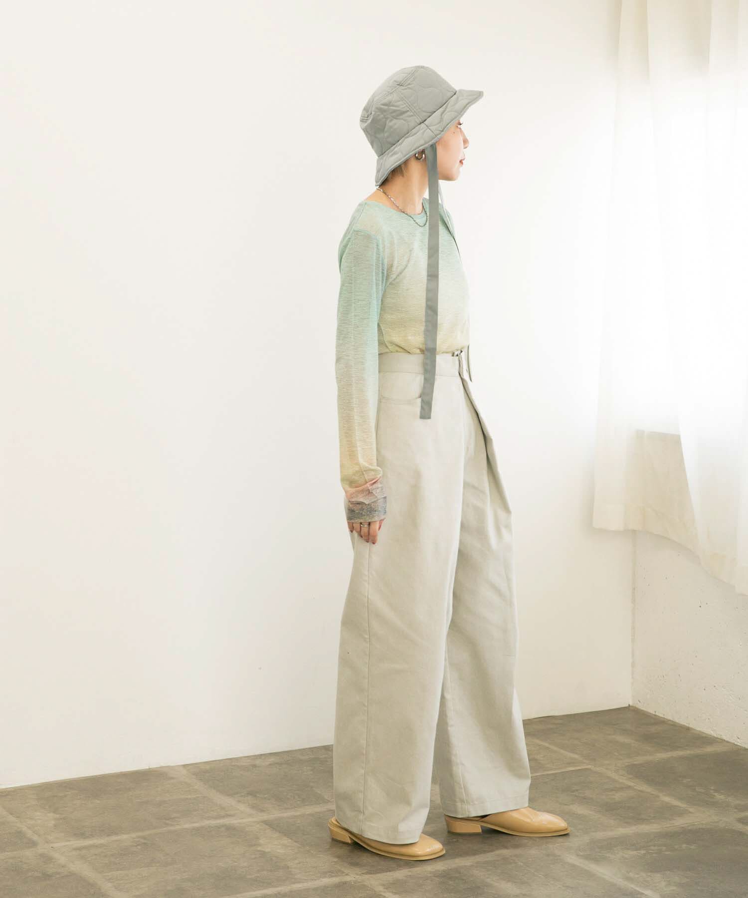  「リボン付きキルティングバケットHAT」|ハット|