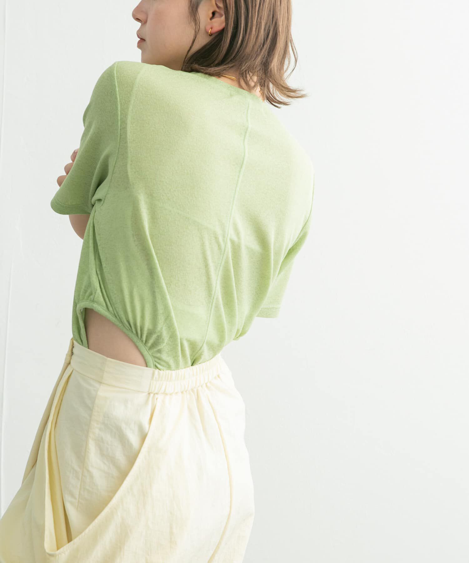  「サイドオープンカットソー」|Tシャツ・カットソー|グリーン