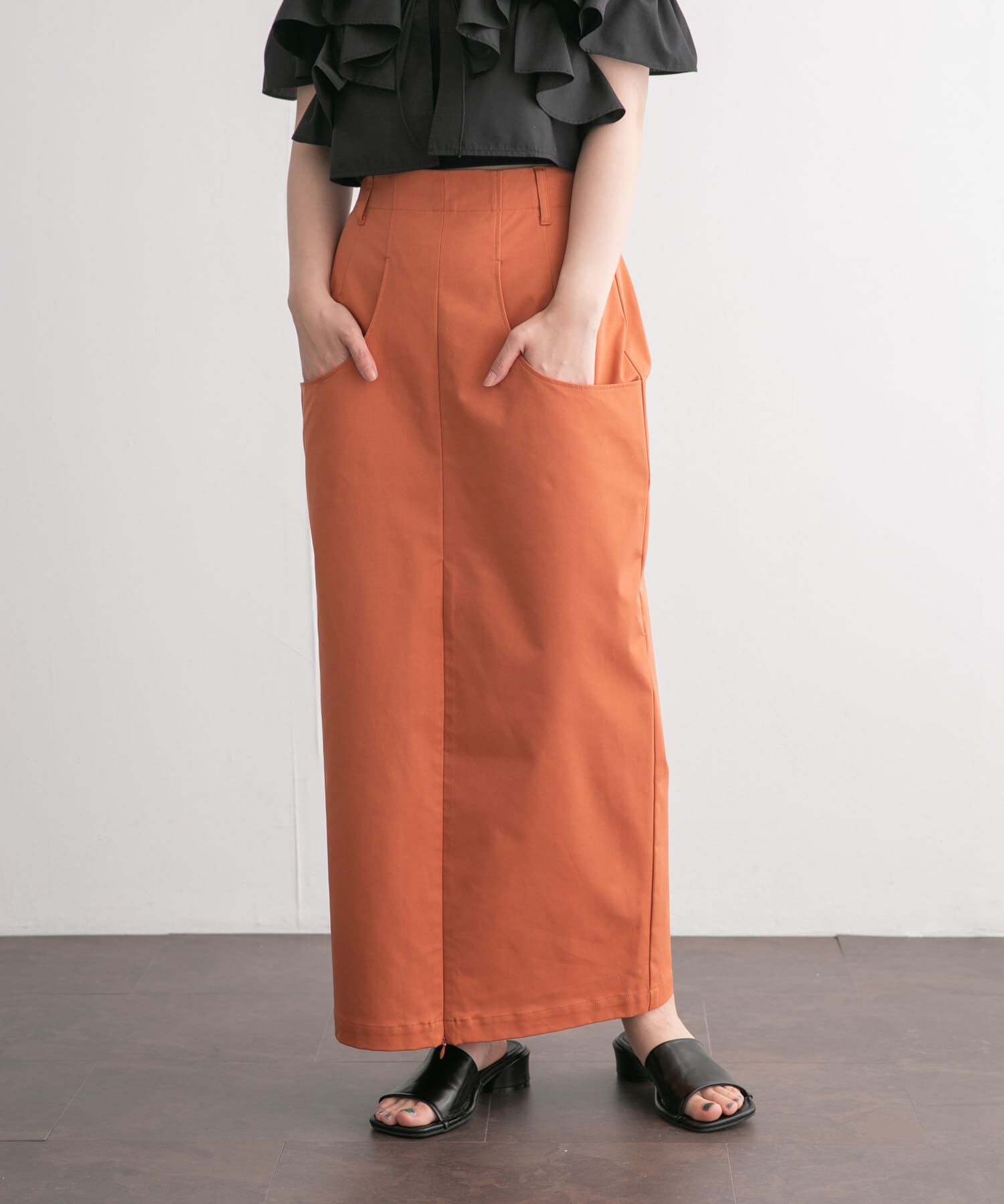  「フロントZIPペンシルスカート」|スカート|