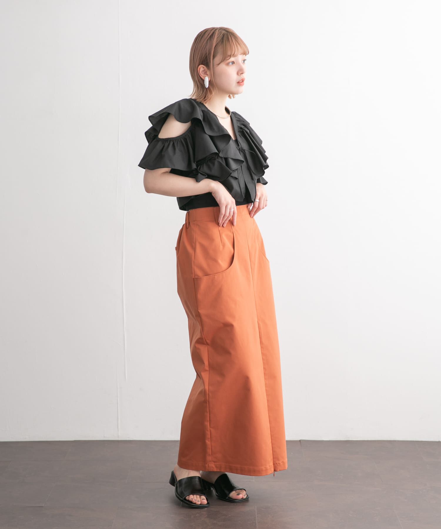  「フロントZIPペンシルスカート」|スカート|