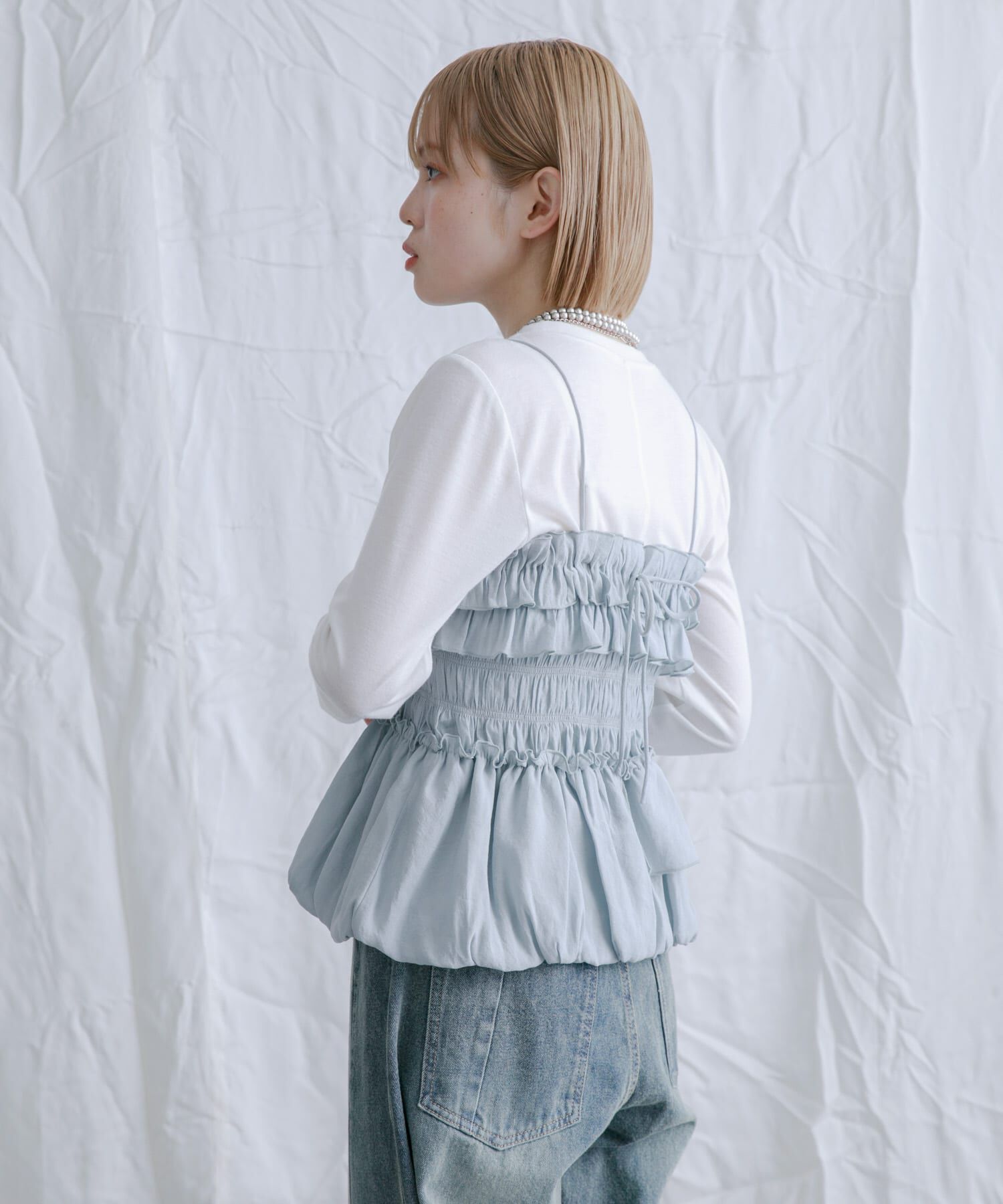  「シャーリングビスチェSETトップス」|Tシャツ・カットソー|