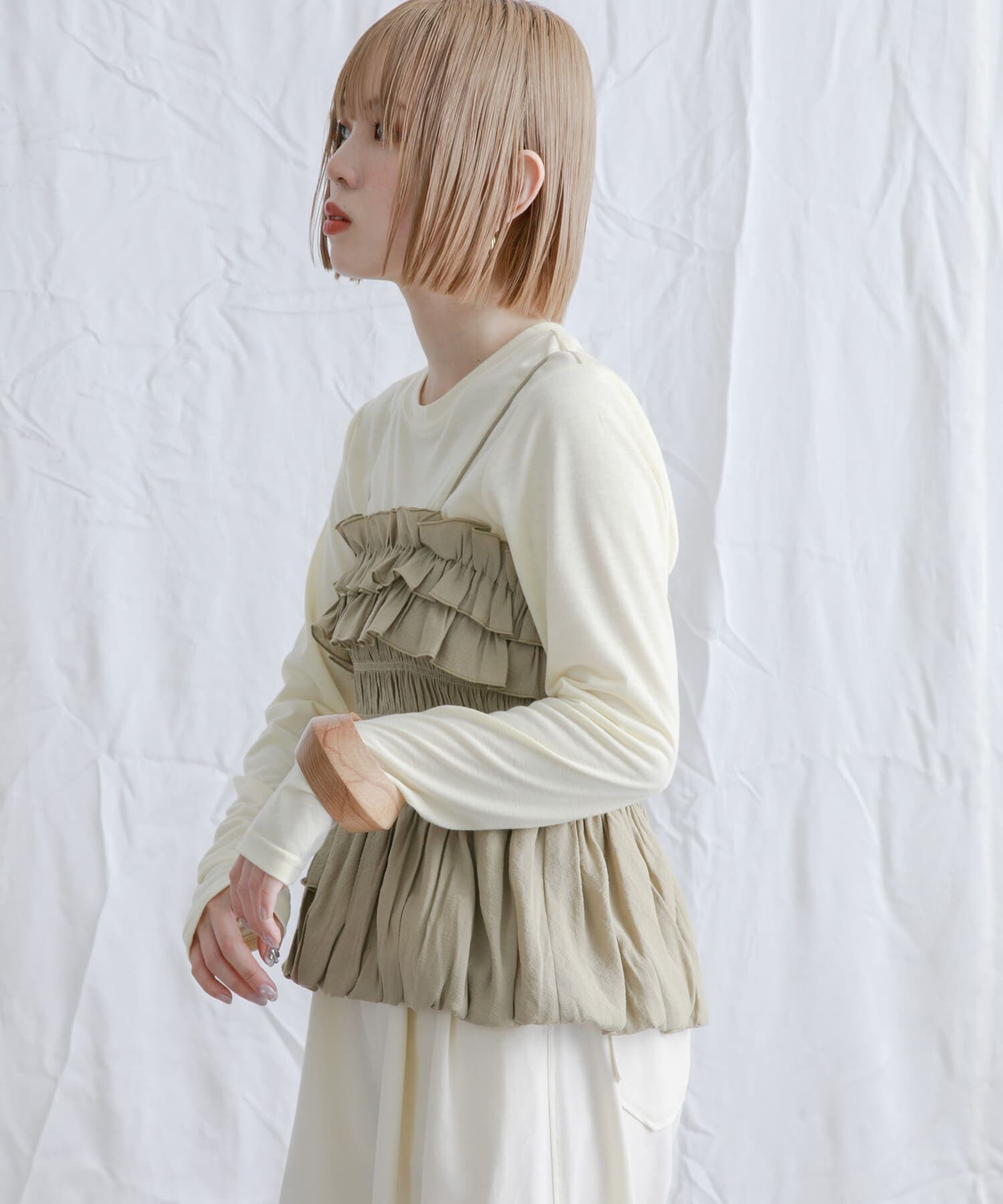  「シャーリングビスチェSETトップス」|Tシャツ・カットソー|