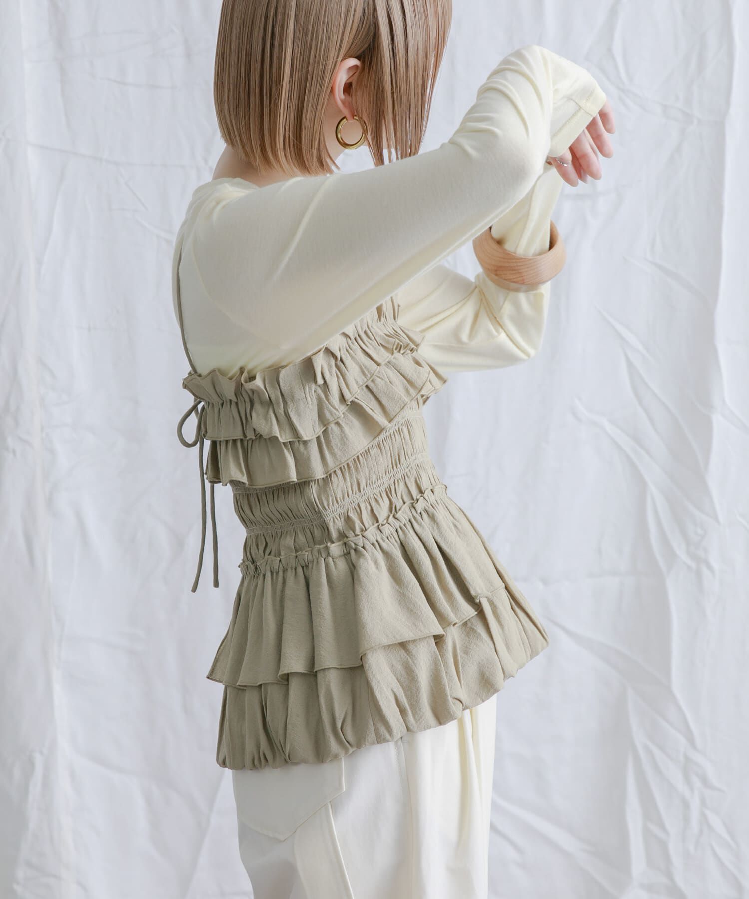  「シャーリングビスチェSETトップス」|Tシャツ・カットソー|