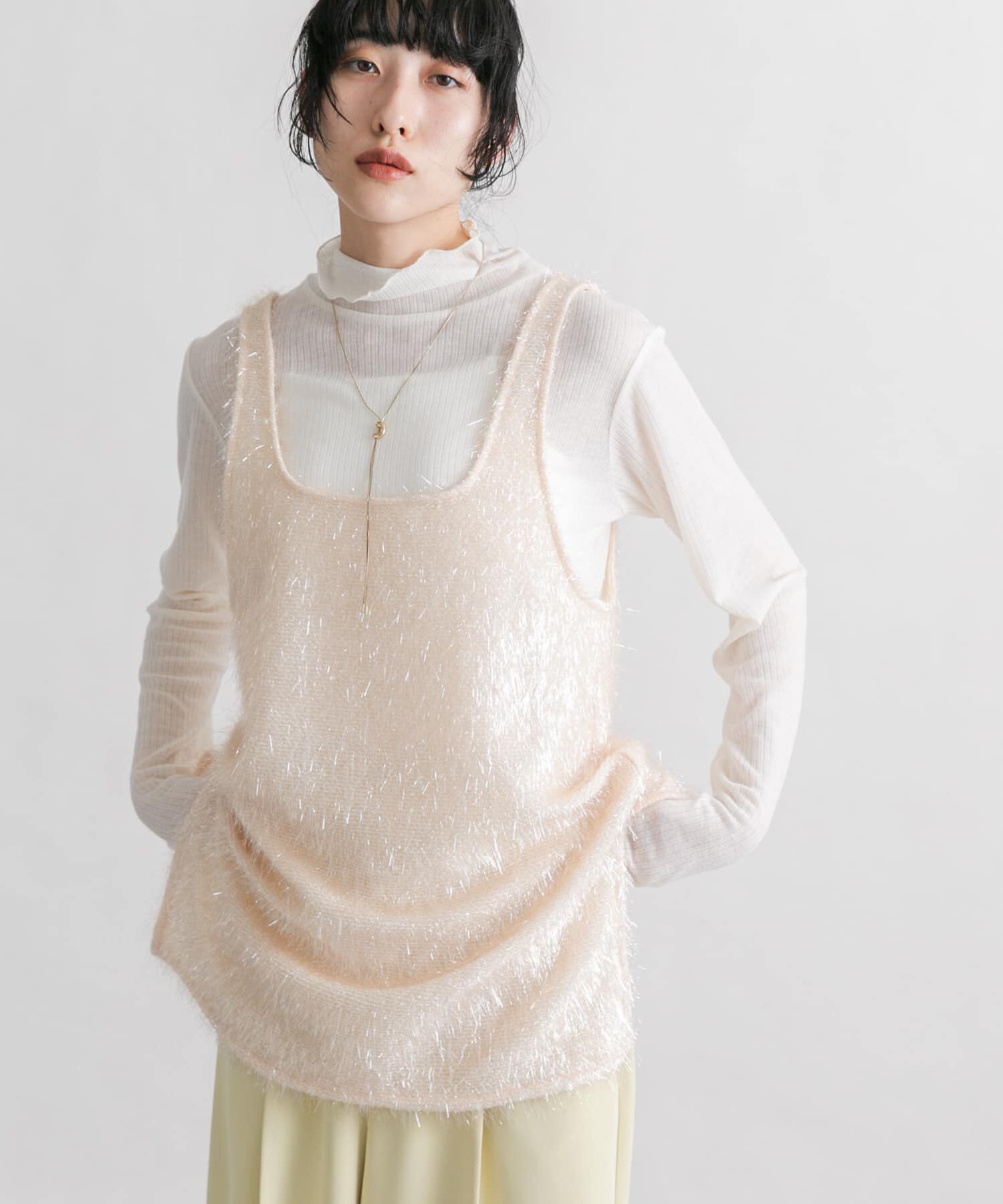  「グリッターフェザータンクトップ」|タンクトップ|アイボリー