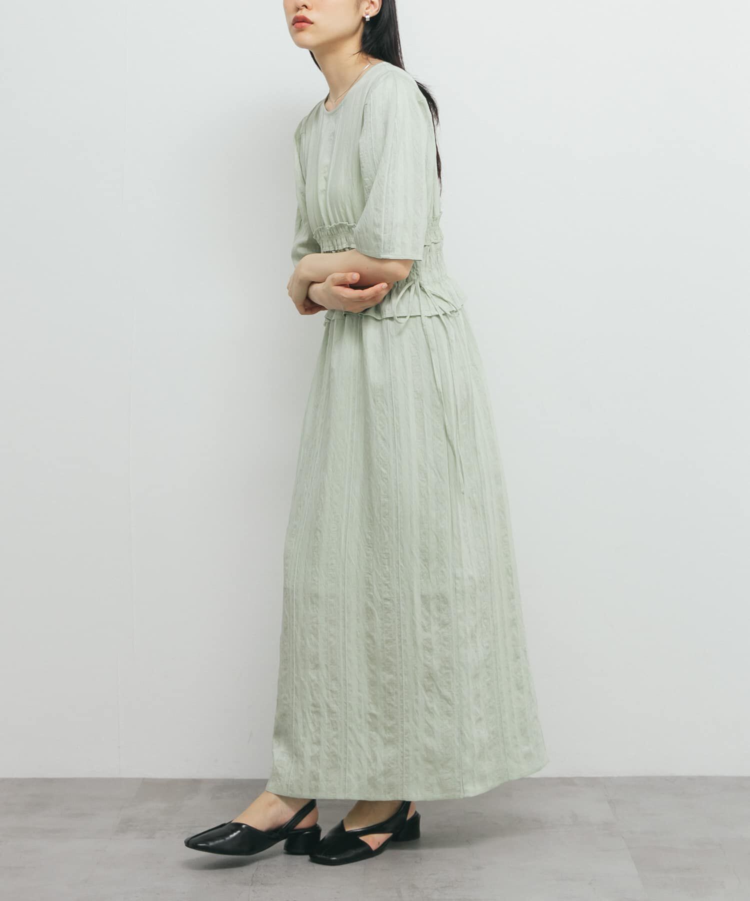  「フリルシャーリングドッキングワンピース」|ワンピース|