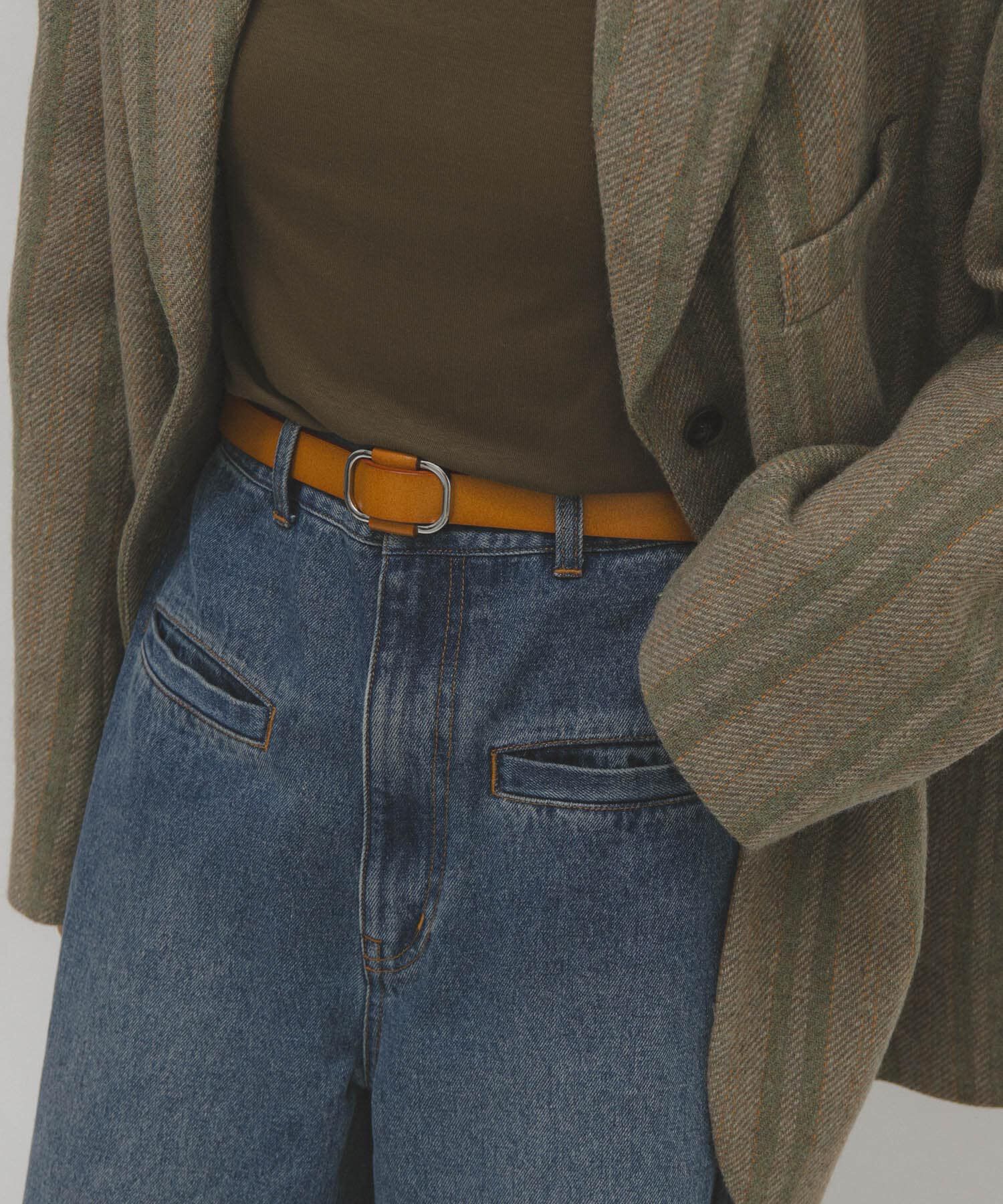  「ホールレスレザーベルト」|ベルト|キャメル