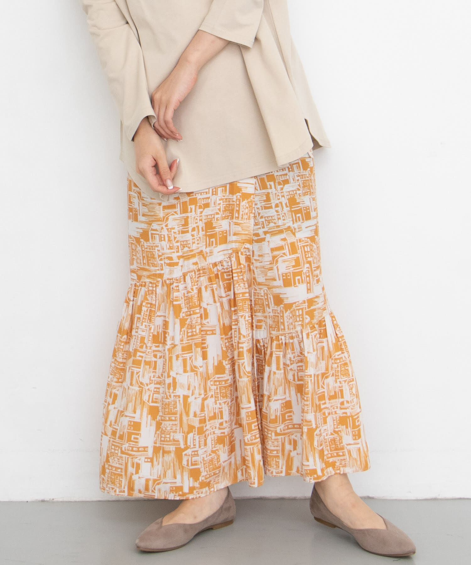  「townプリントマルチWAYスカート&there4;」|スカート|オレンジ