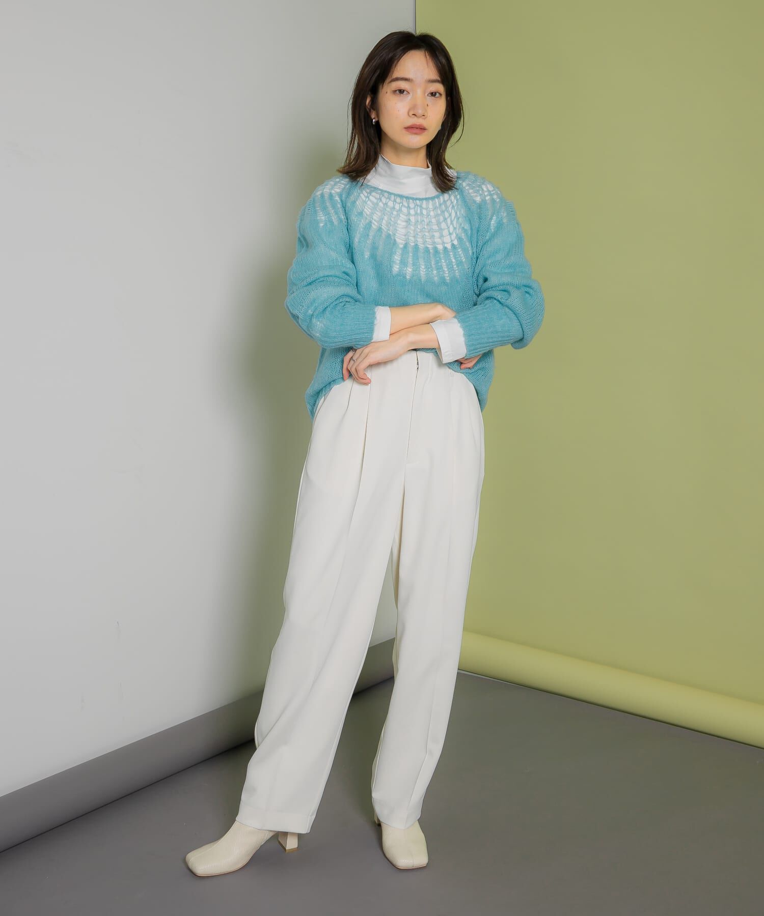  「メッシュネックニット」|ニット・セーター|