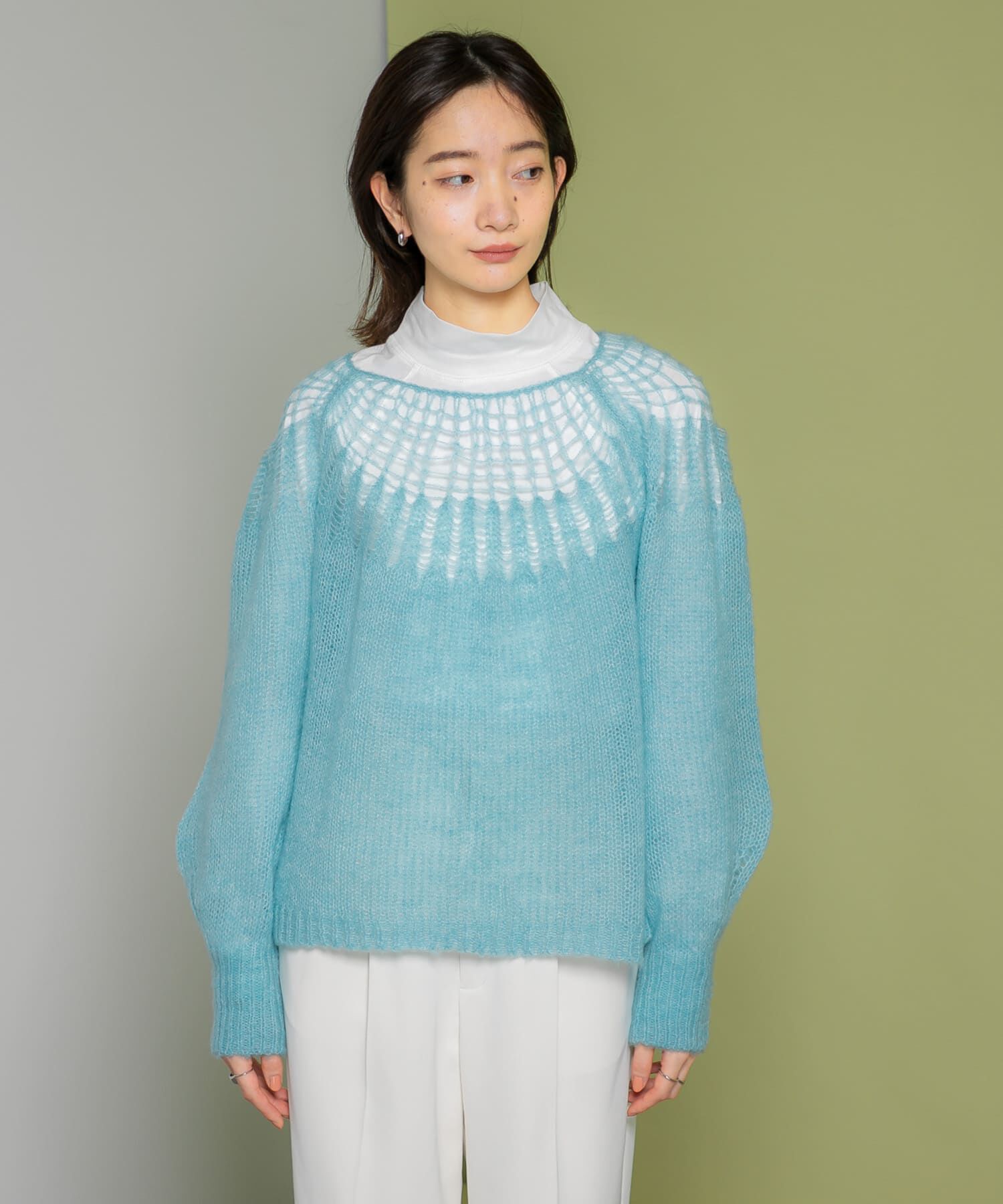  「メッシュネックニット」|ニット・セーター|