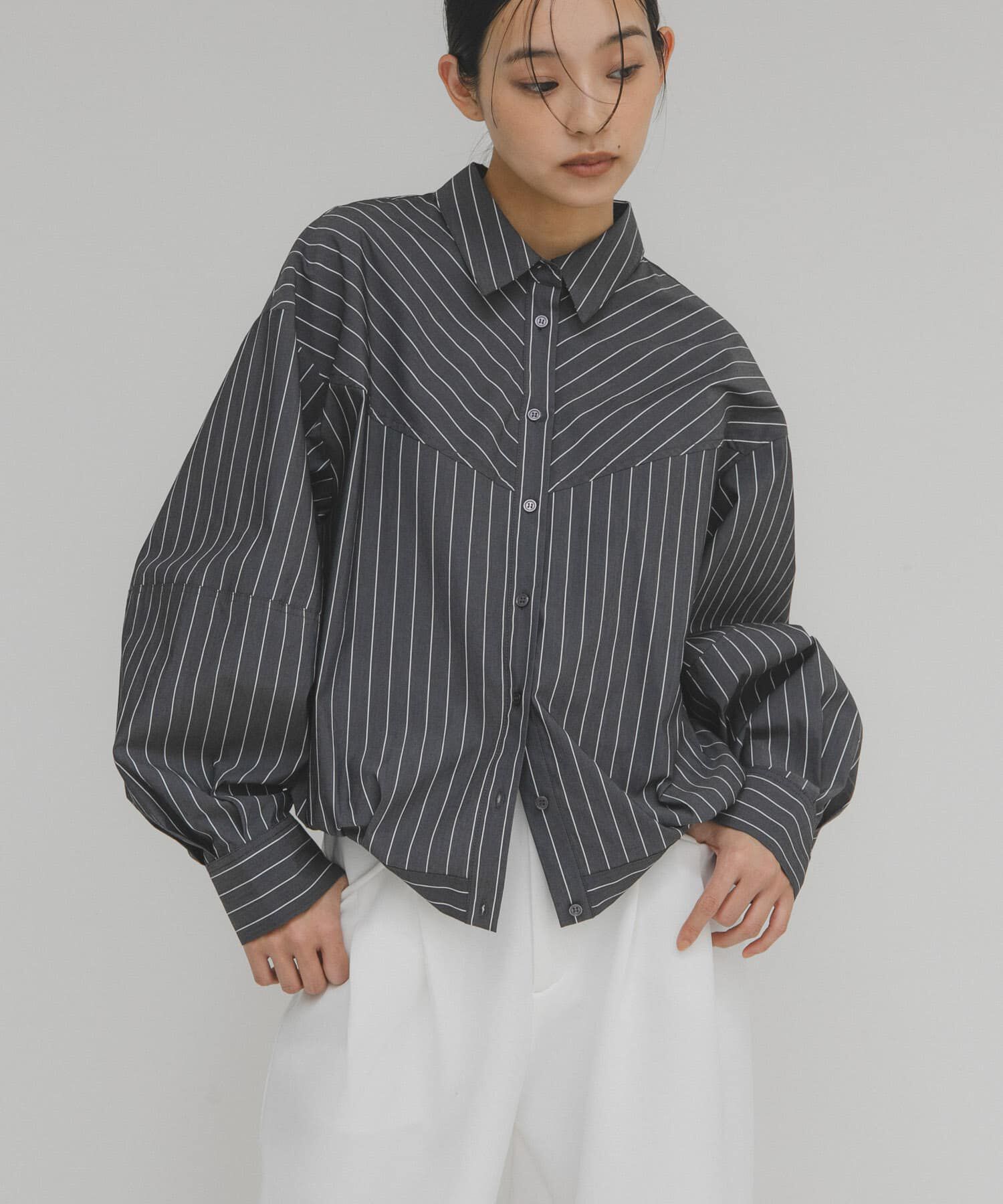  「コクーンフォルムシャツ」|シャツ・ブラウス|グレー系その他