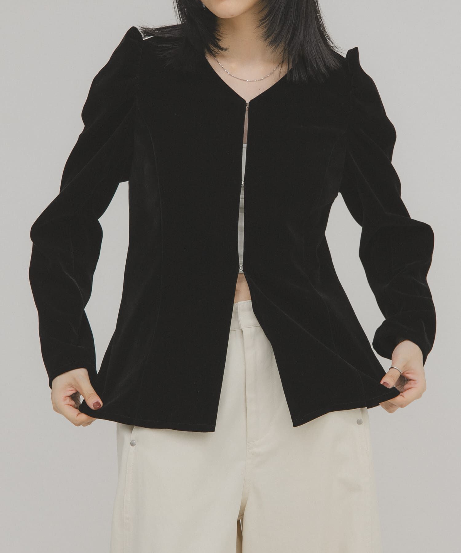  「パフスリーブベロアブラウス」|シャツ・ブラウス|