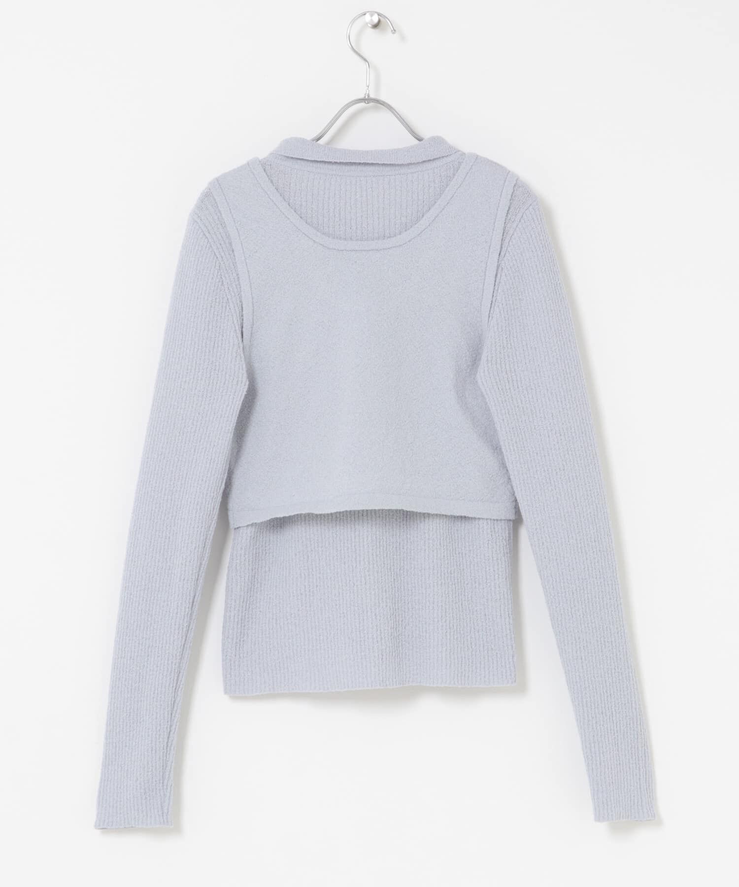  「『一部WEB限定カラー』ミニブークレレイヤードニットシャツ」|ニット・セーター|