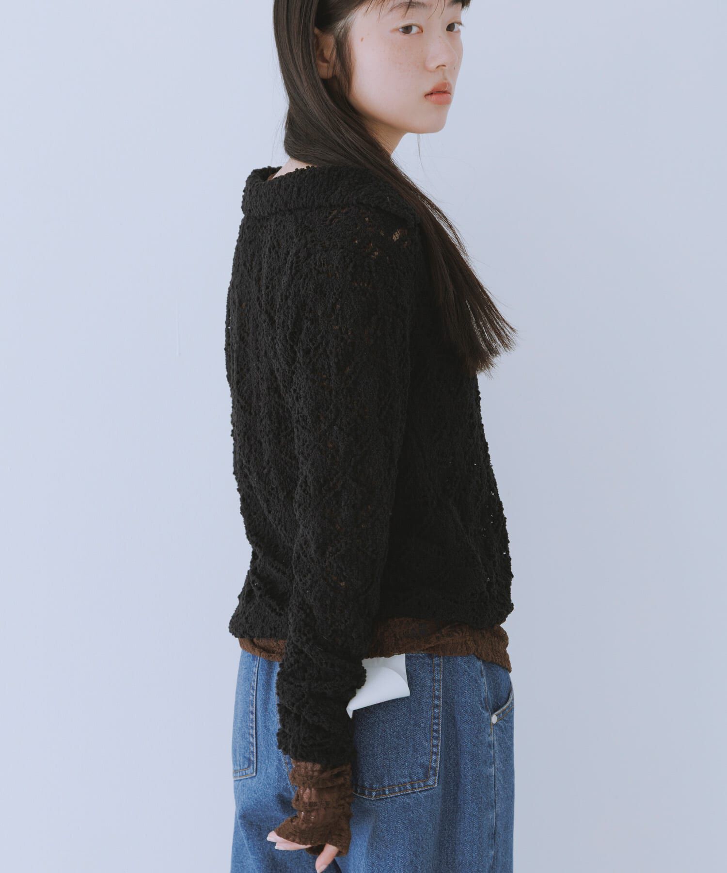  「クロシェレースニットシャツ」|ニット・セーター|