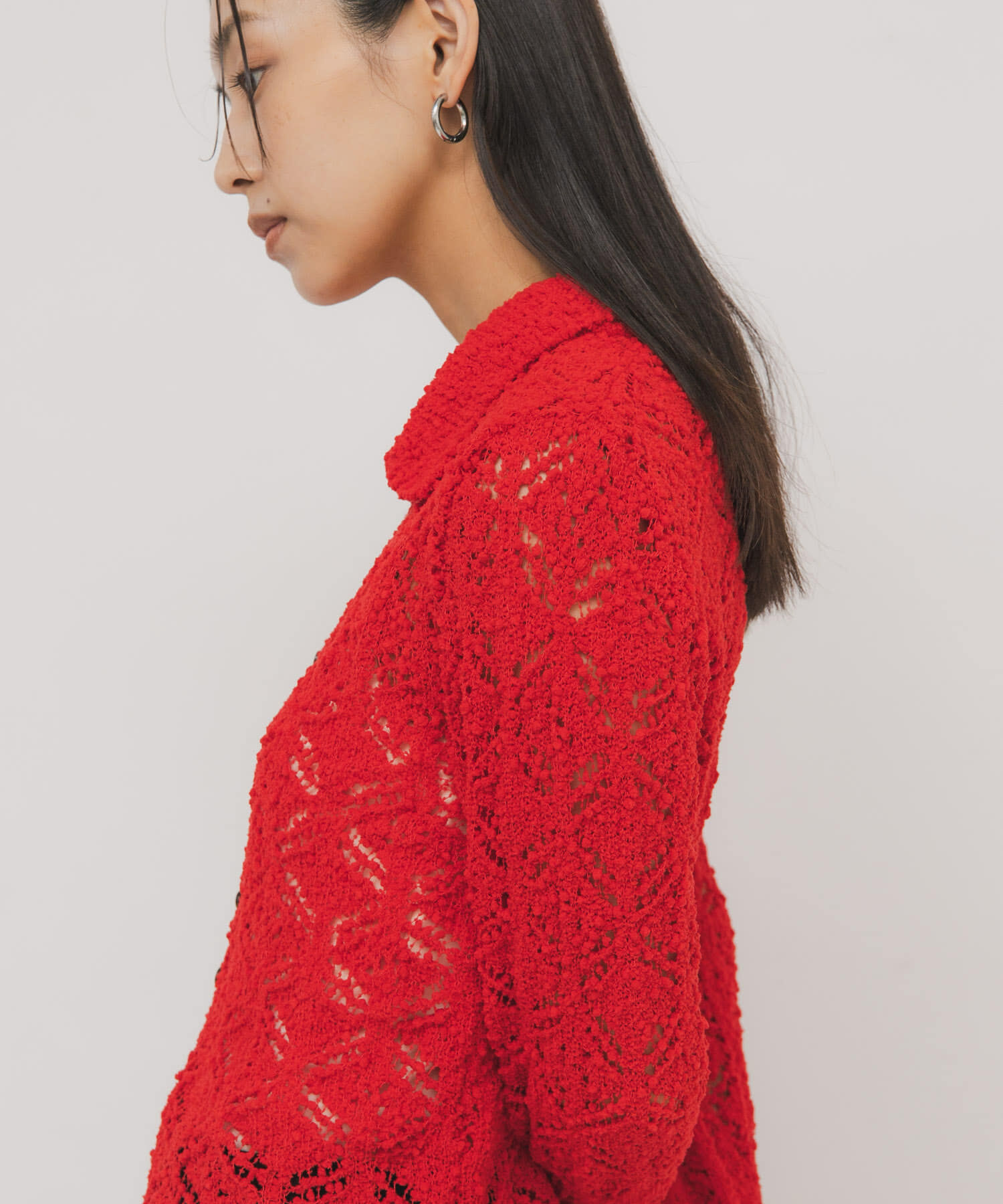  「クロシェレースニットシャツ」|ニット・セーター|