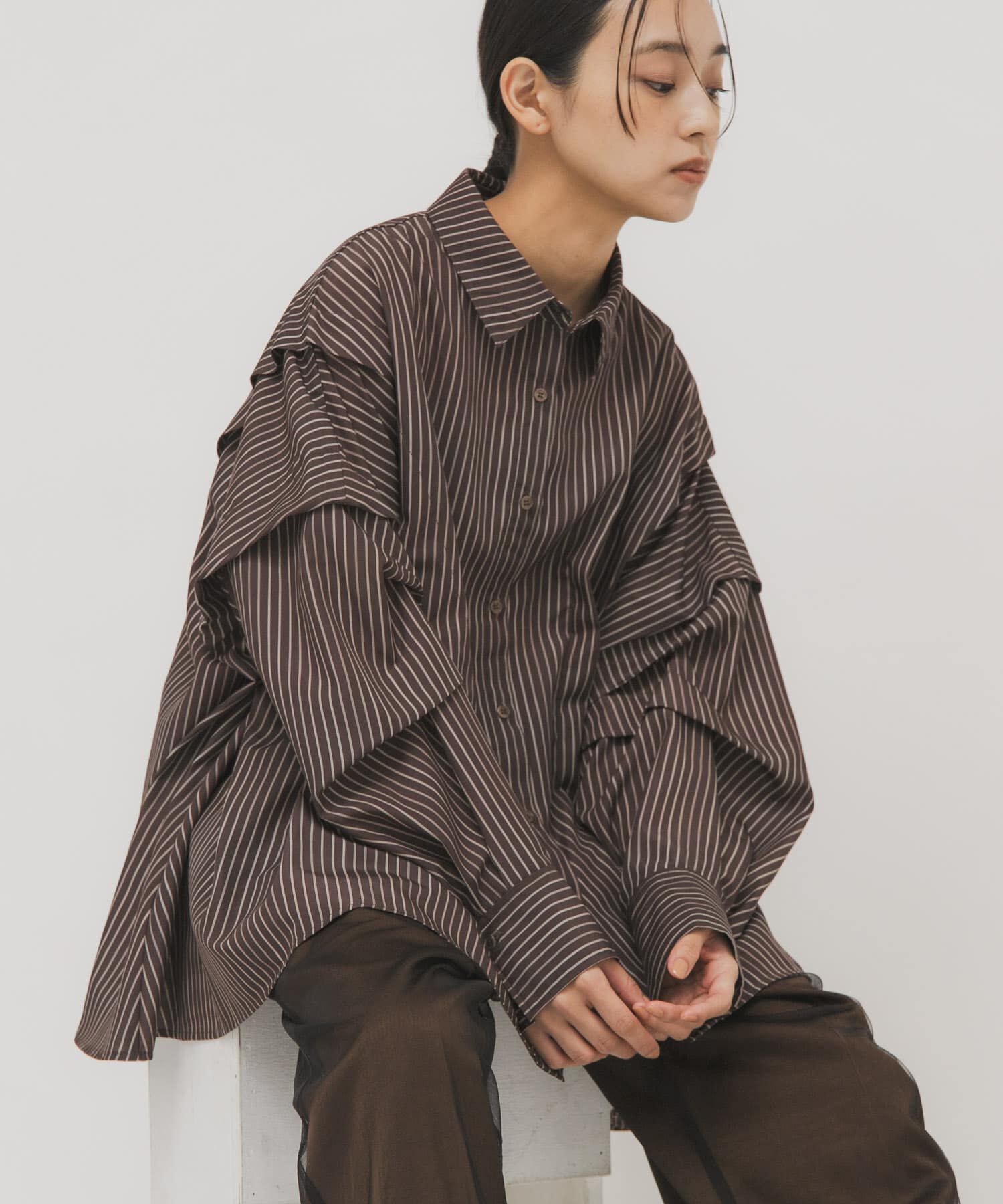  「ランダムタックデザインストライプシャツ」|シャツ・ブラウス|