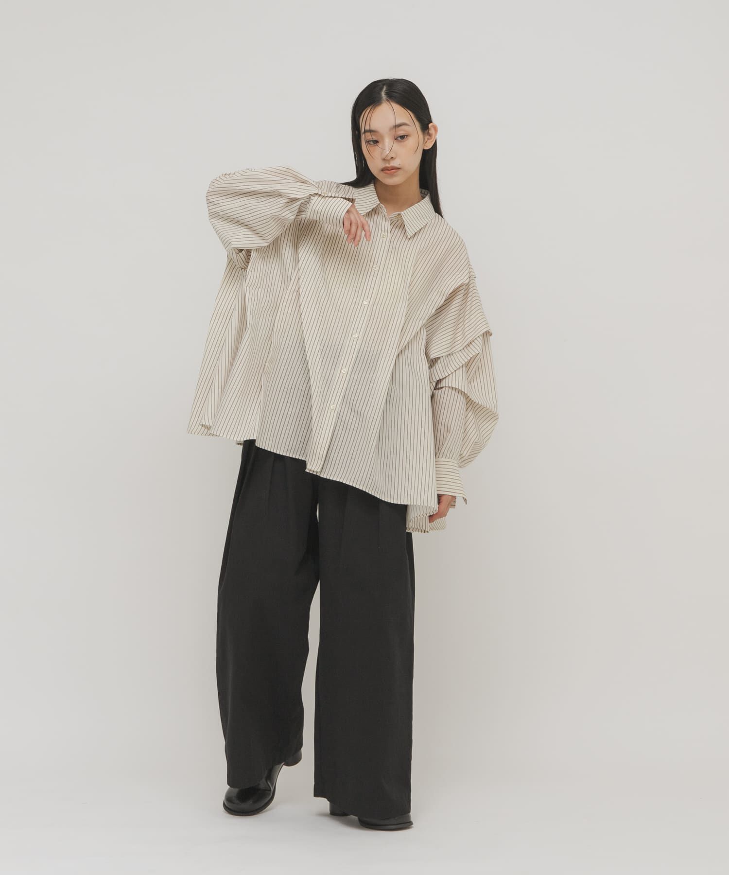  「ランダムタックデザインストライプシャツ」|シャツ・ブラウス|