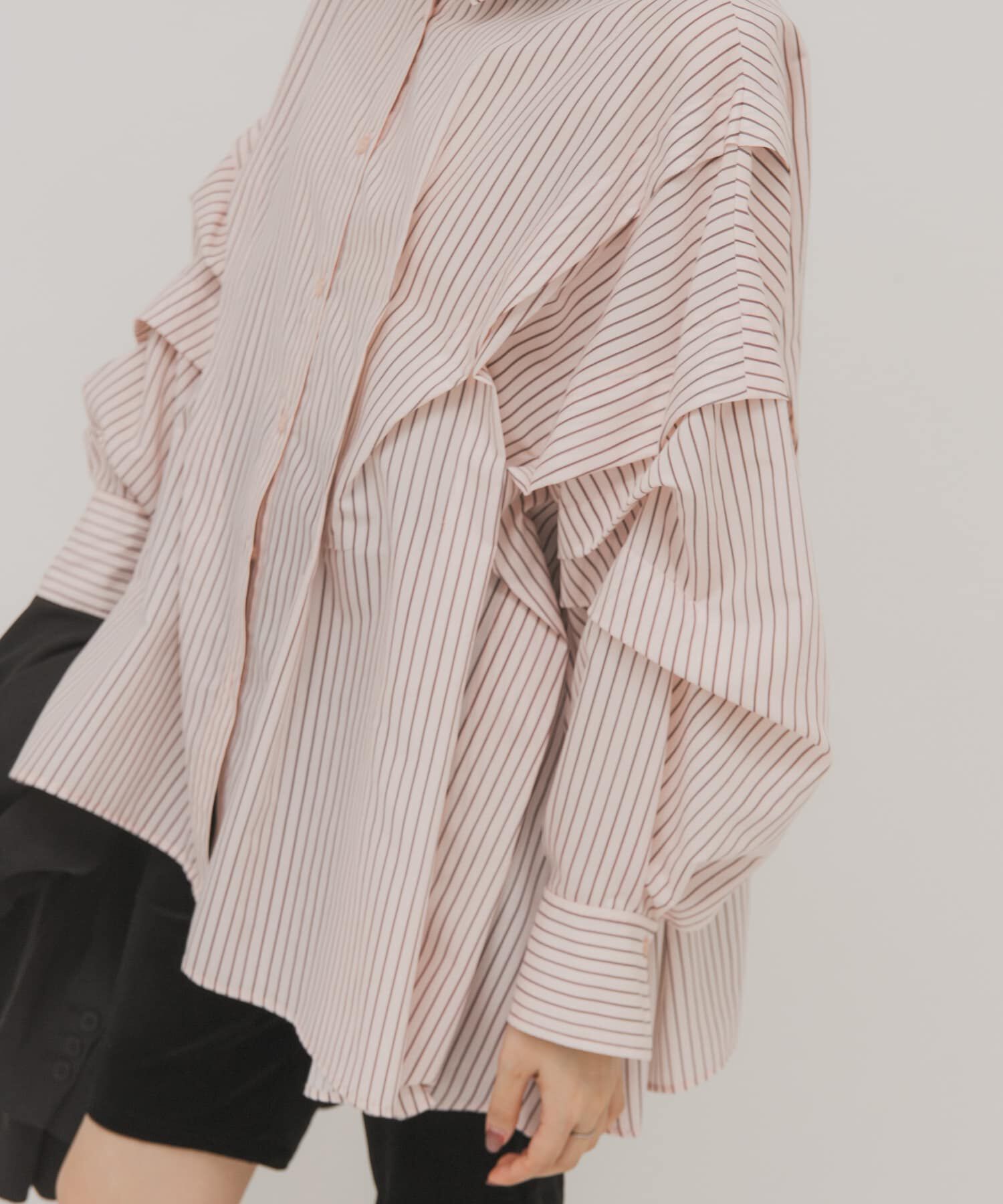  「ランダムタックデザインストライプシャツ」|シャツ・ブラウス|