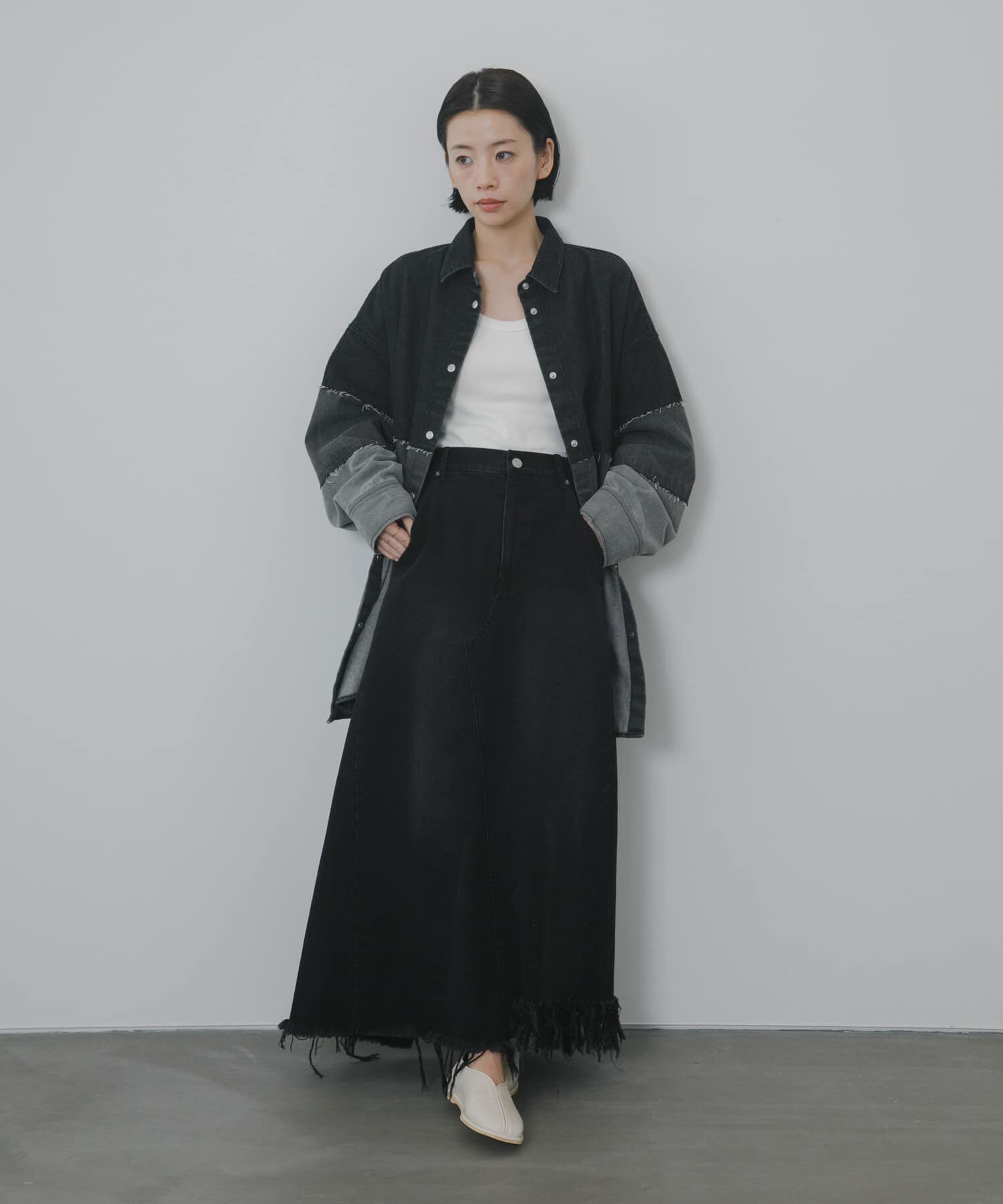  「アシメフリンジデニムスカート」|スカート|