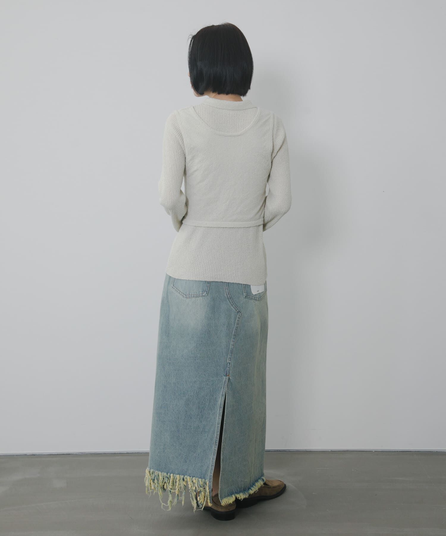  「アシメフリンジデニムスカート」|スカート|