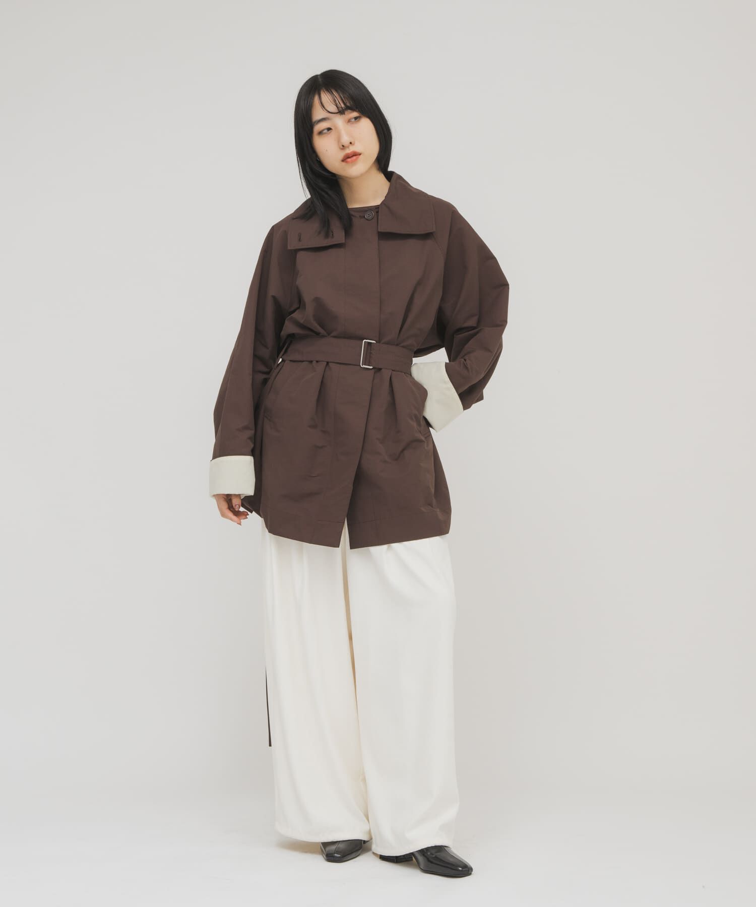  「テントラインBIGミドルコート」|ノーカラーコート|