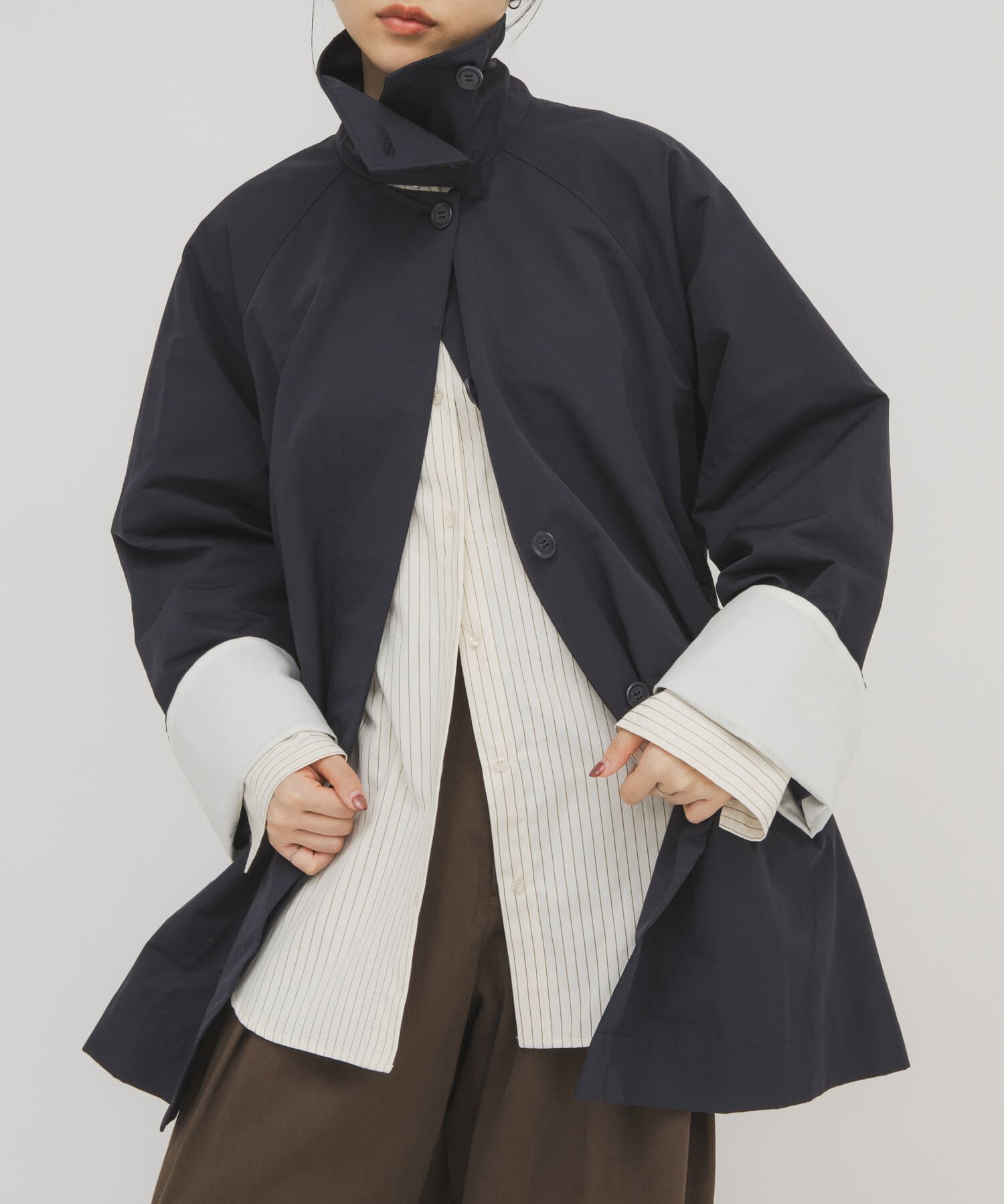  「テントラインBIGミドルコート」|ノーカラーコート|
