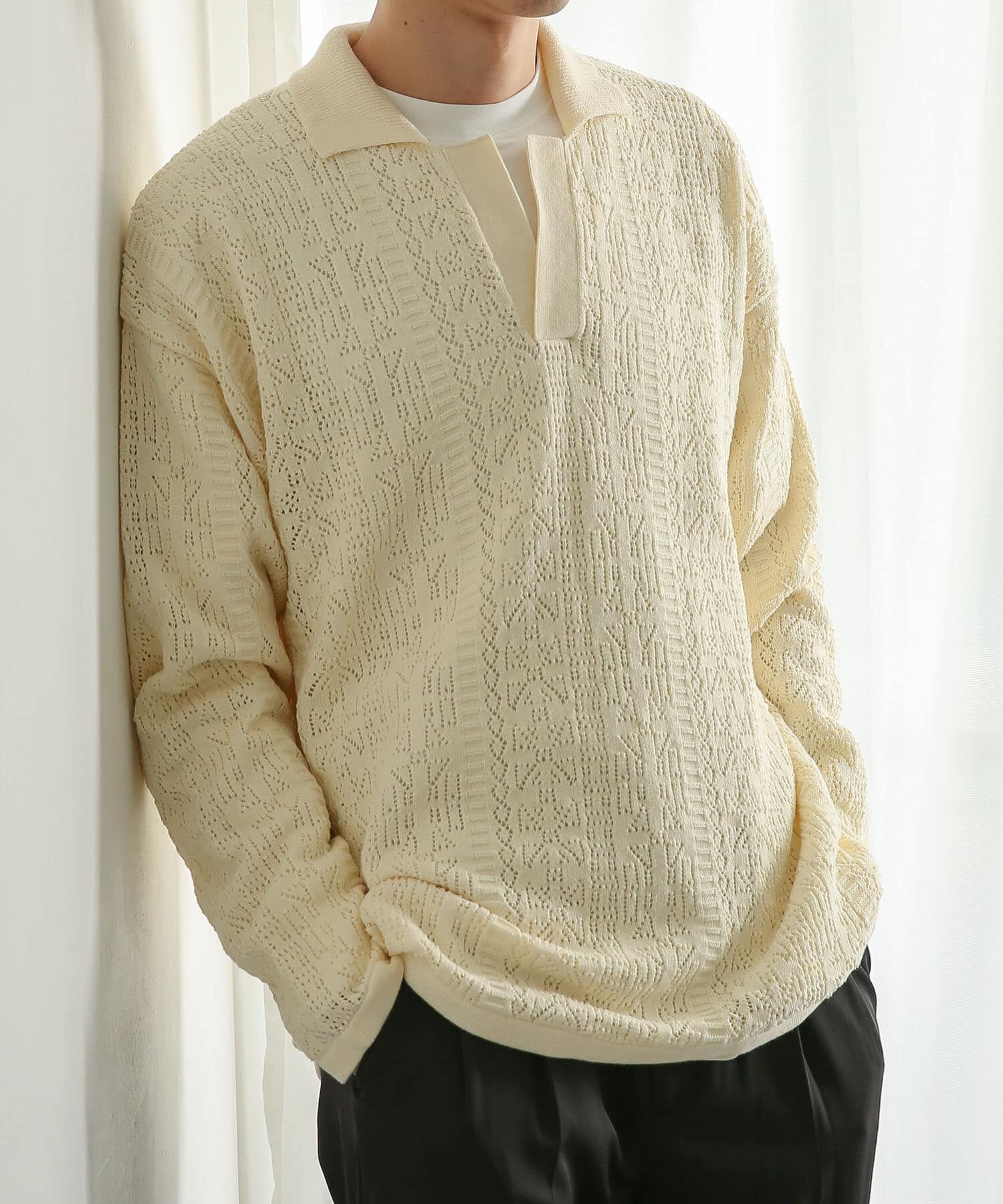 SENSE OF PLACE by URBAN RESEARCH「『ユニセックス』レースアミニットポロシャツ」|ニット・セーター|