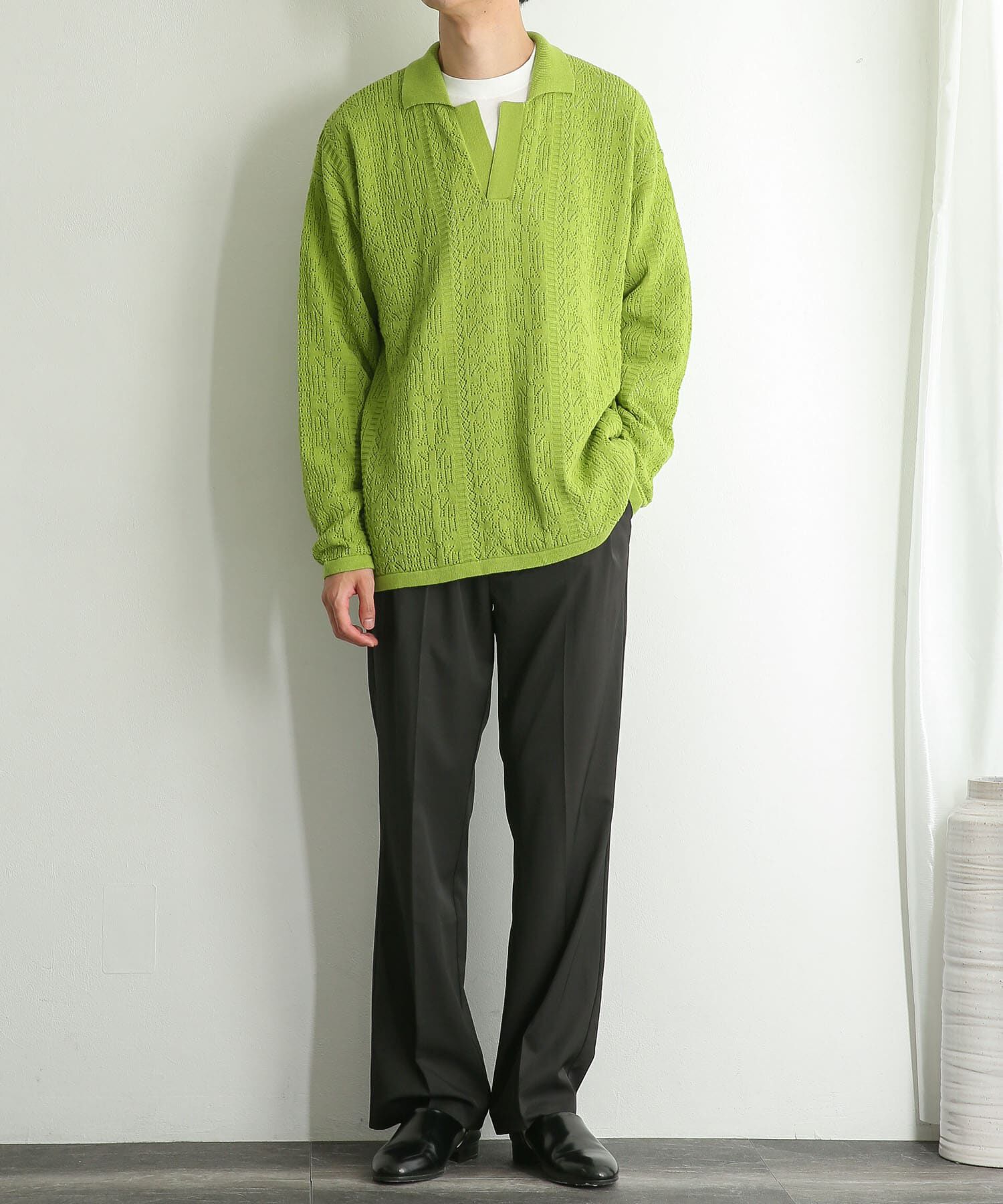 SENSE OF PLACE by URBAN RESEARCH「『ユニセックス』レースアミニットポロシャツ」|ニット・セーター|