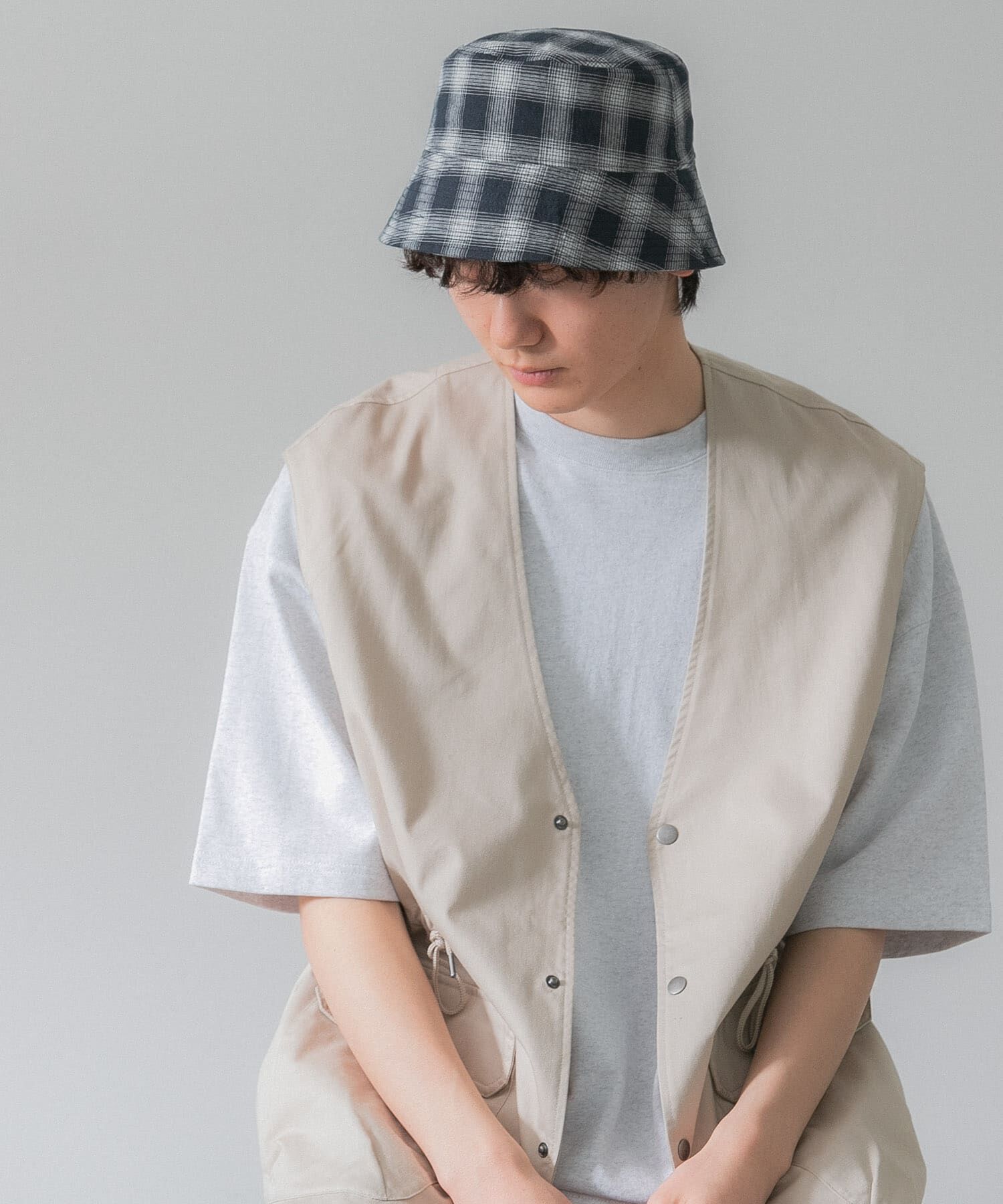 SENSE OF PLACE by URBAN RESEARCH「『ユニセックス』チェックバケットハットB」|ハット|ブラック