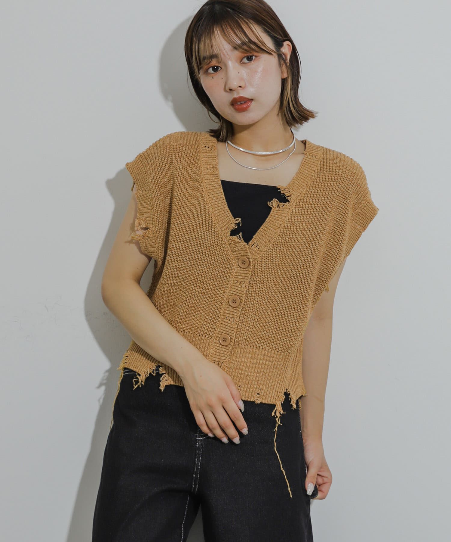 SENSE OF PLACE by URBAN RESEARCH「ダメージニットベスト」|ベスト・ジレ|