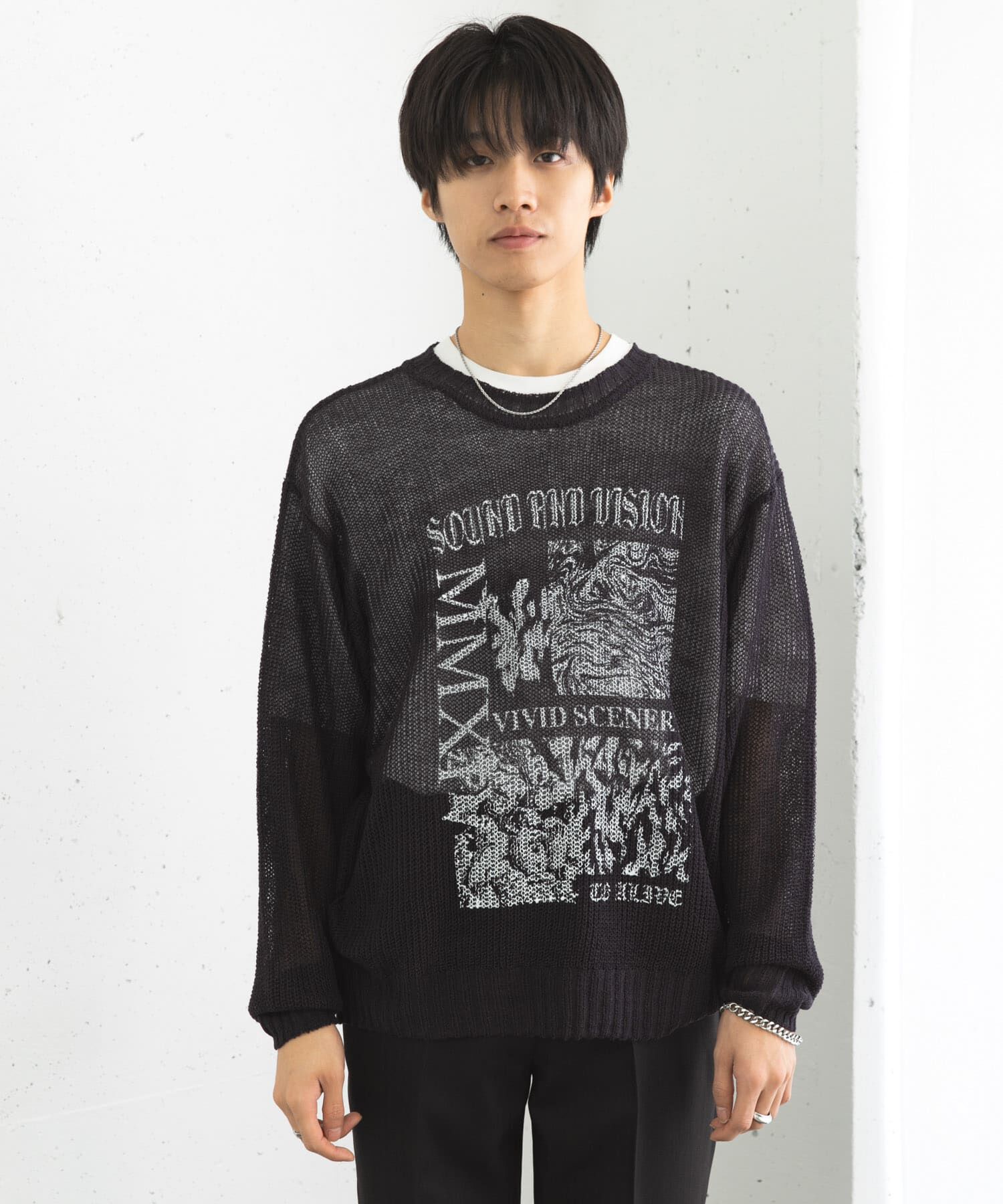 SENSE OF PLACE by URBAN RESEARCH「『洗濯可』グラフィックプリントシアーニット」|ニット・セーター|