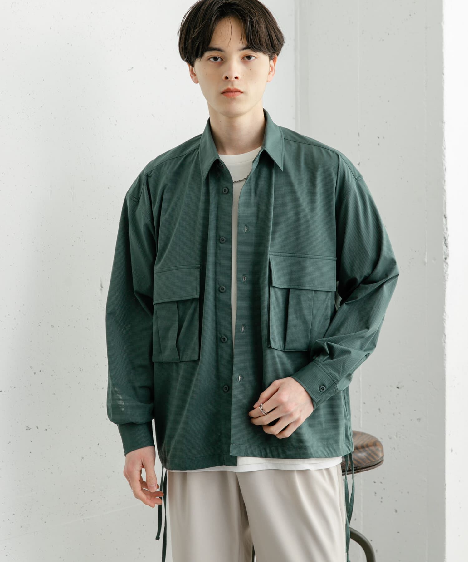 SENSE OF PLACE by URBAN RESEARCH「ドットメッシュダブルポケットロングスリーブシャツ」|シャツ・ブラウス|