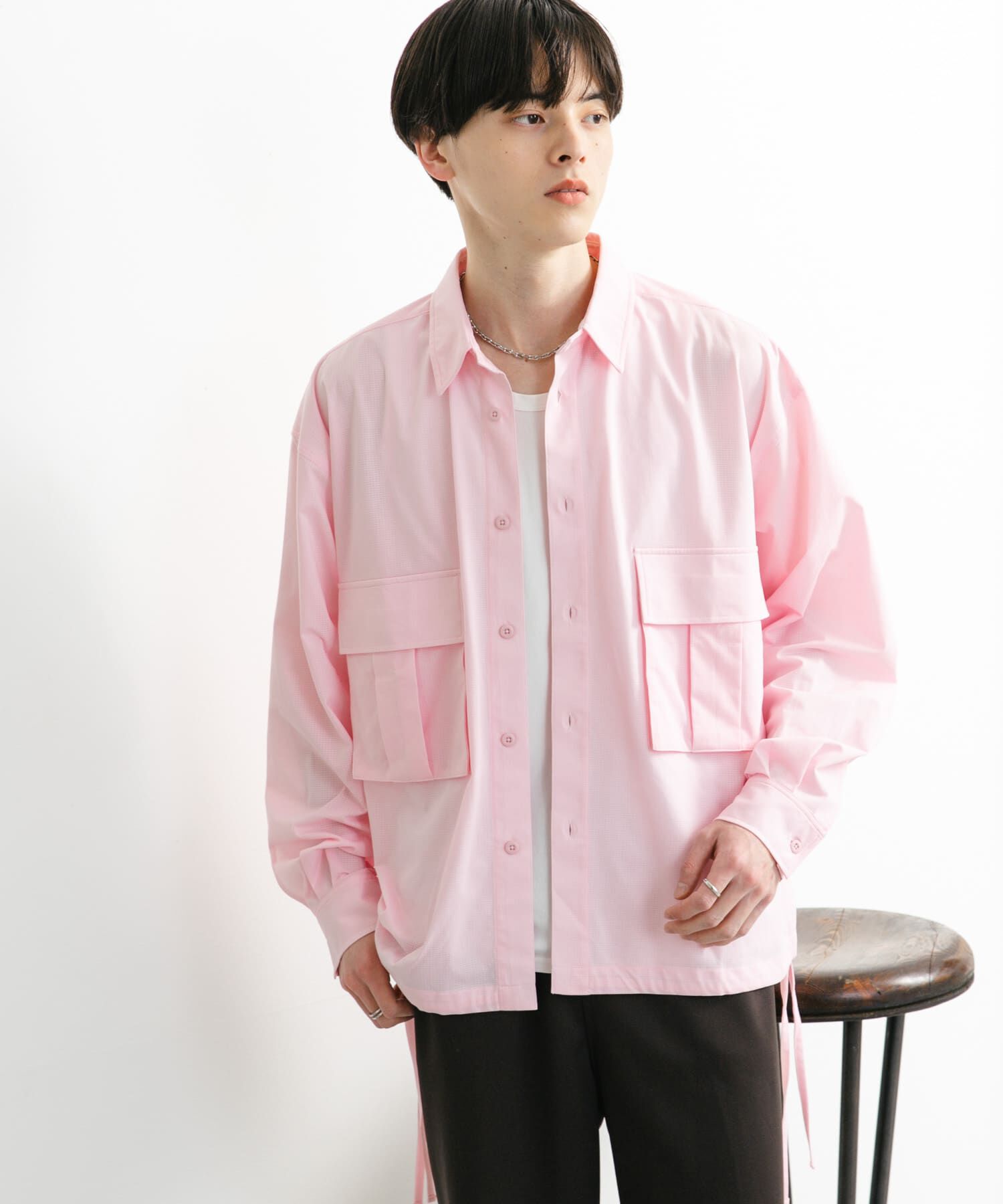 SENSE OF PLACE by URBAN RESEARCH「ドットメッシュダブルポケットロングスリーブシャツ」|シャツ・ブラウス|