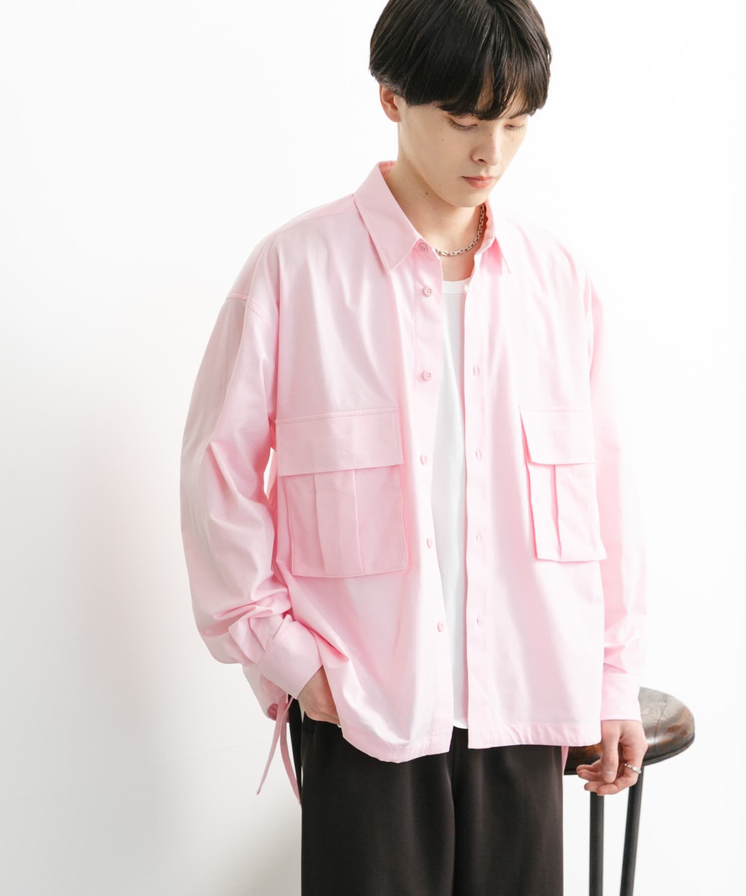 SENSE OF PLACE by URBAN RESEARCH「ドットメッシュダブルポケットロングスリーブシャツ」|シャツ・ブラウス|