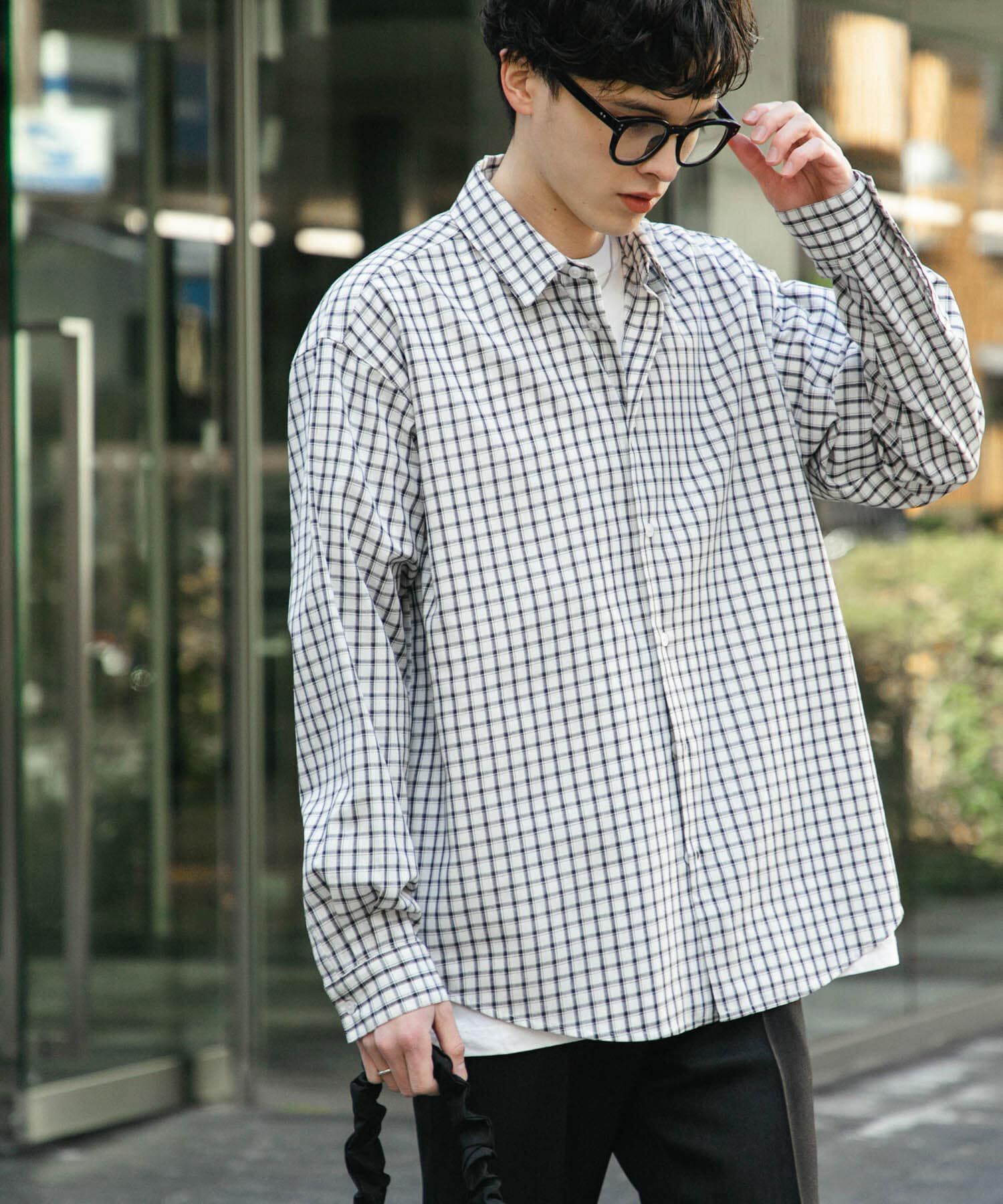 SENSE OF PLACE by URBAN RESEARCH「『ユニセックス』グラフチェックルーズシャツ」|シャツ・ブラウス|ホワイト