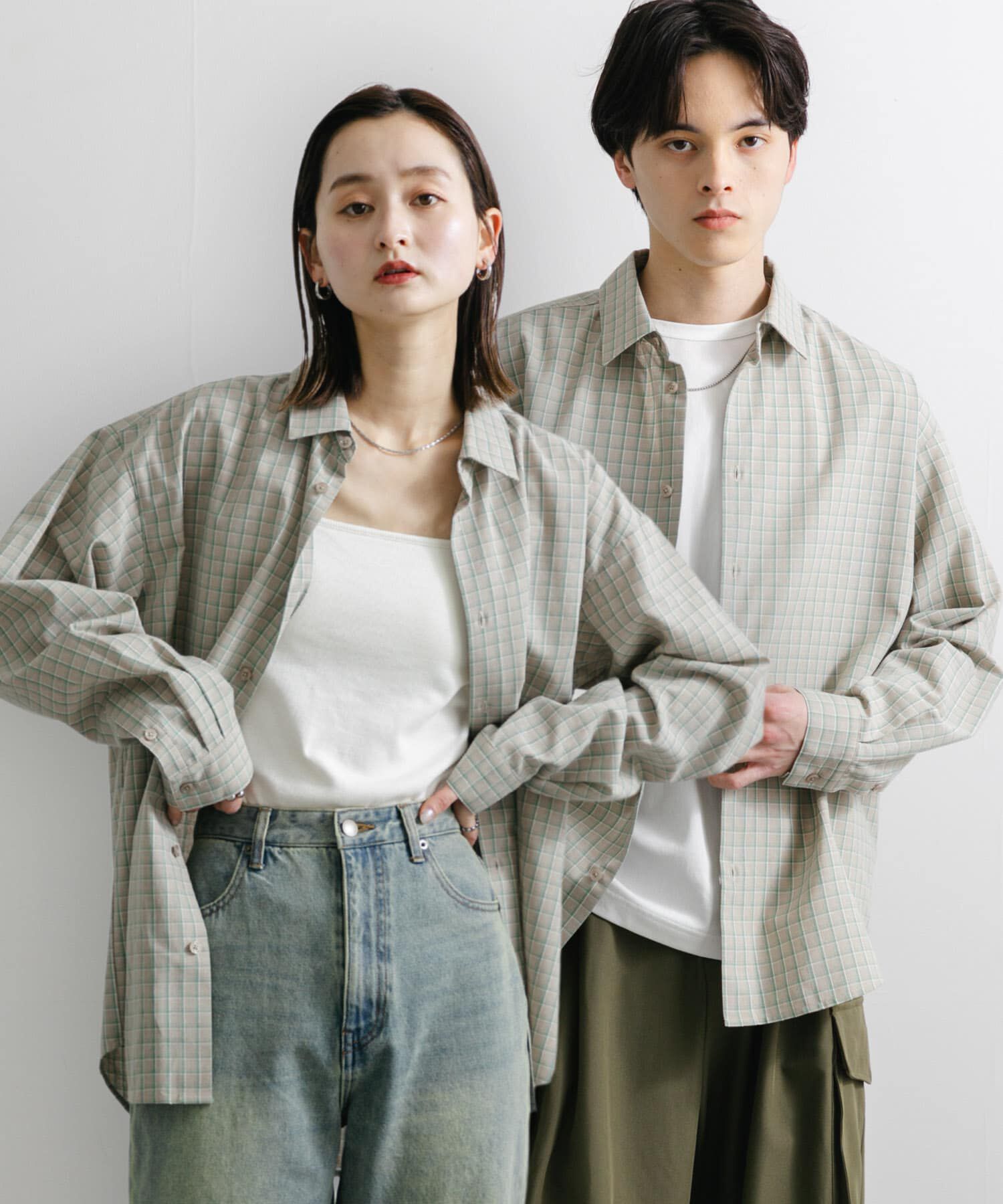 SENSE OF PLACE by URBAN RESEARCH「『ユニセックス』グラフチェックルーズシャツ」|シャツ・ブラウス|ベージュ