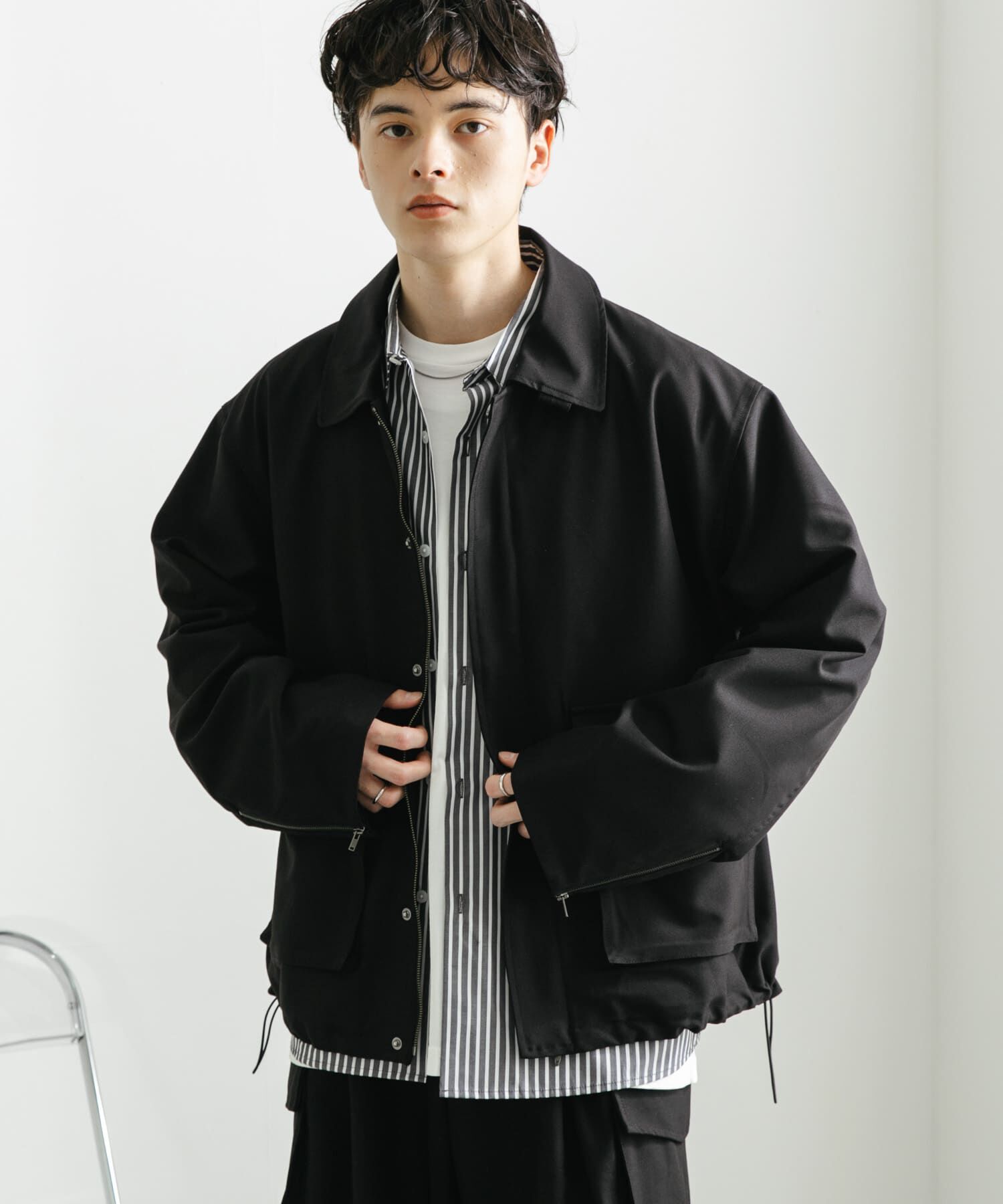 SENSE OF PLACE by URBAN RESEARCH「『セットアップ対応』ダブルポケットドローコードブルゾン」|ブルゾン・スタジャン|ブラック