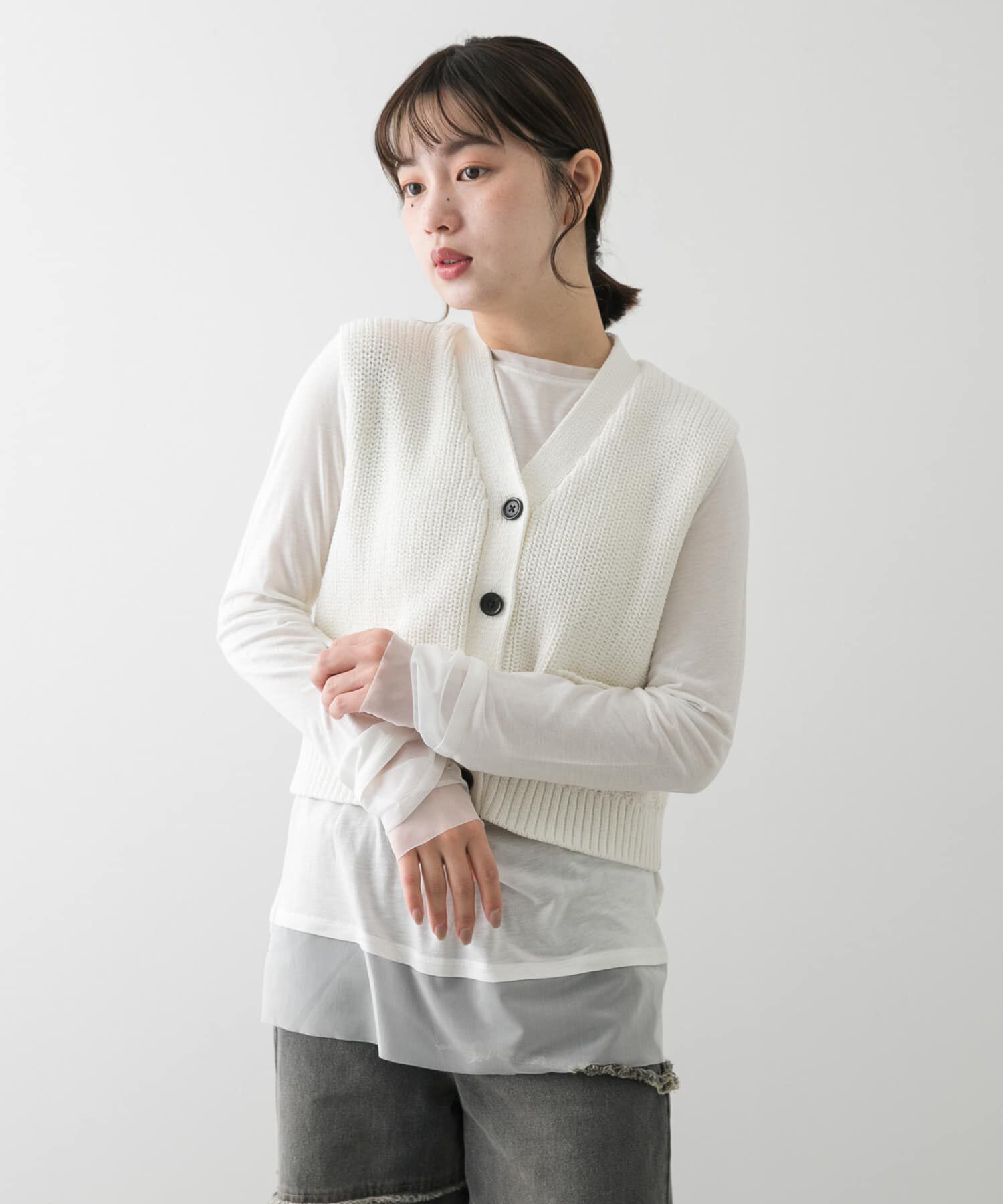 SENSE OF PLACE by URBAN RESEARCH「クロップドニットベスト」|ベスト・ジレ|