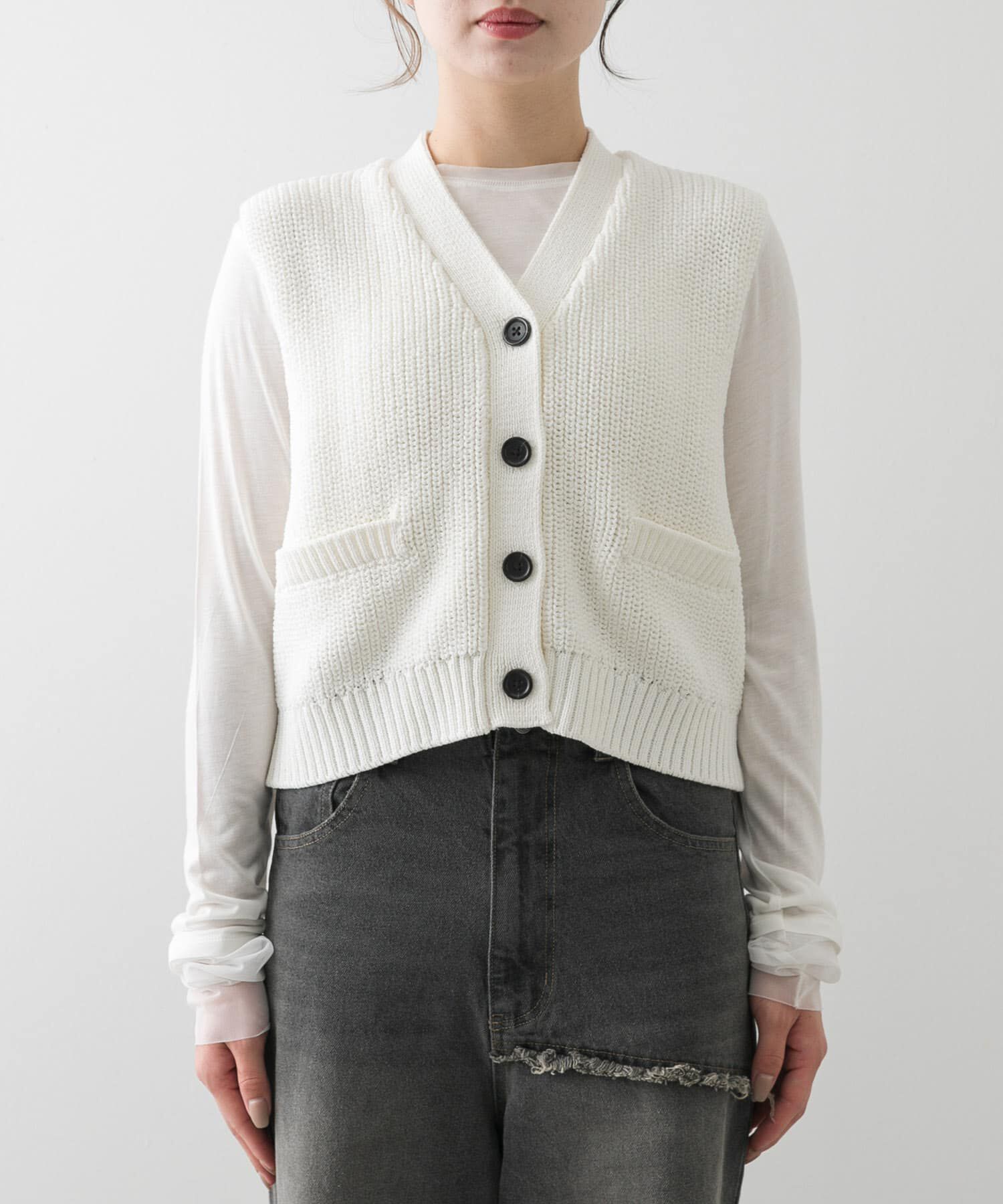 SENSE OF PLACE by URBAN RESEARCH「クロップドニットベスト」|ベスト・ジレ|