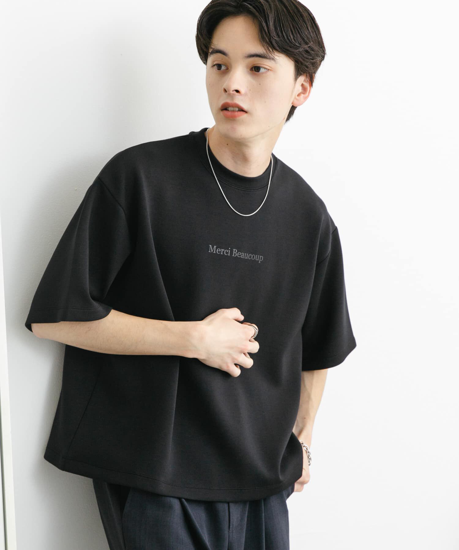 SENSE OF PLACE by URBAN RESEARCH「french ロゴショートスリーブTシャツ」|Tシャツ・カットソー|ブラック