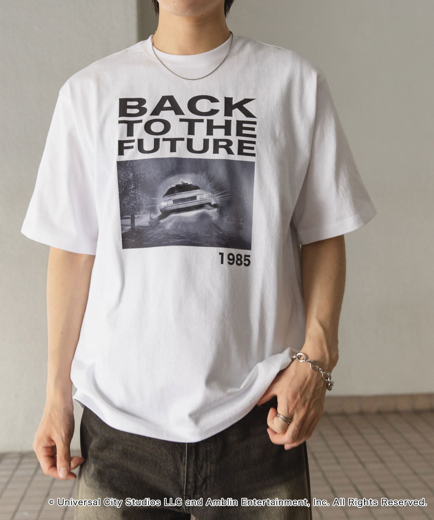 SENSE OF PLACE by URBAN RESEARCH「『別注』SENSE OF PLACE&times;BTTF　クルーネックプリントTシャツ A」|Tシャツ・カットソー|ホワイト