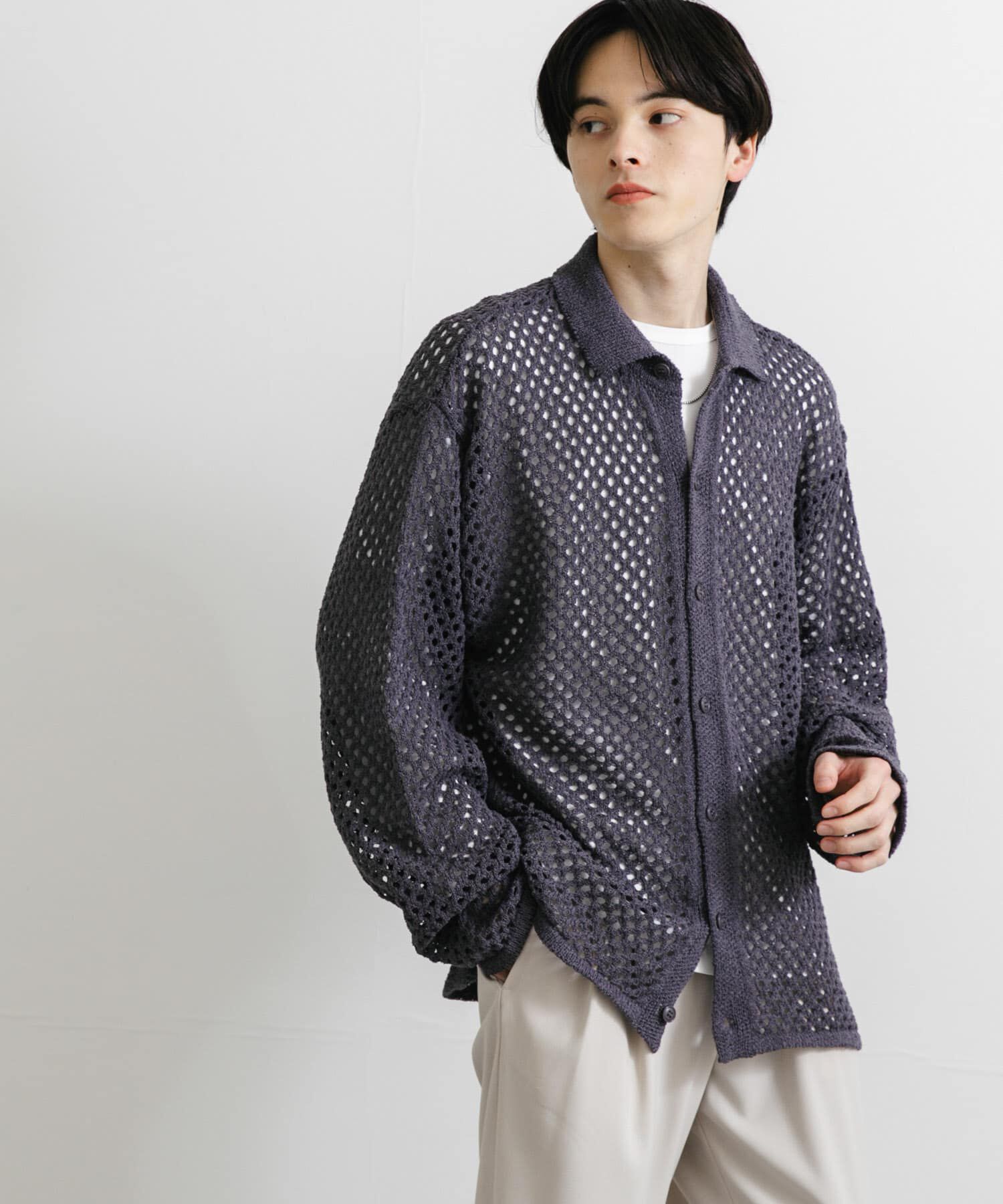 SENSE OF PLACE by URBAN RESEARCH「『ユニセックス』メッシュ衿付きカーディガン」|カーディガン|