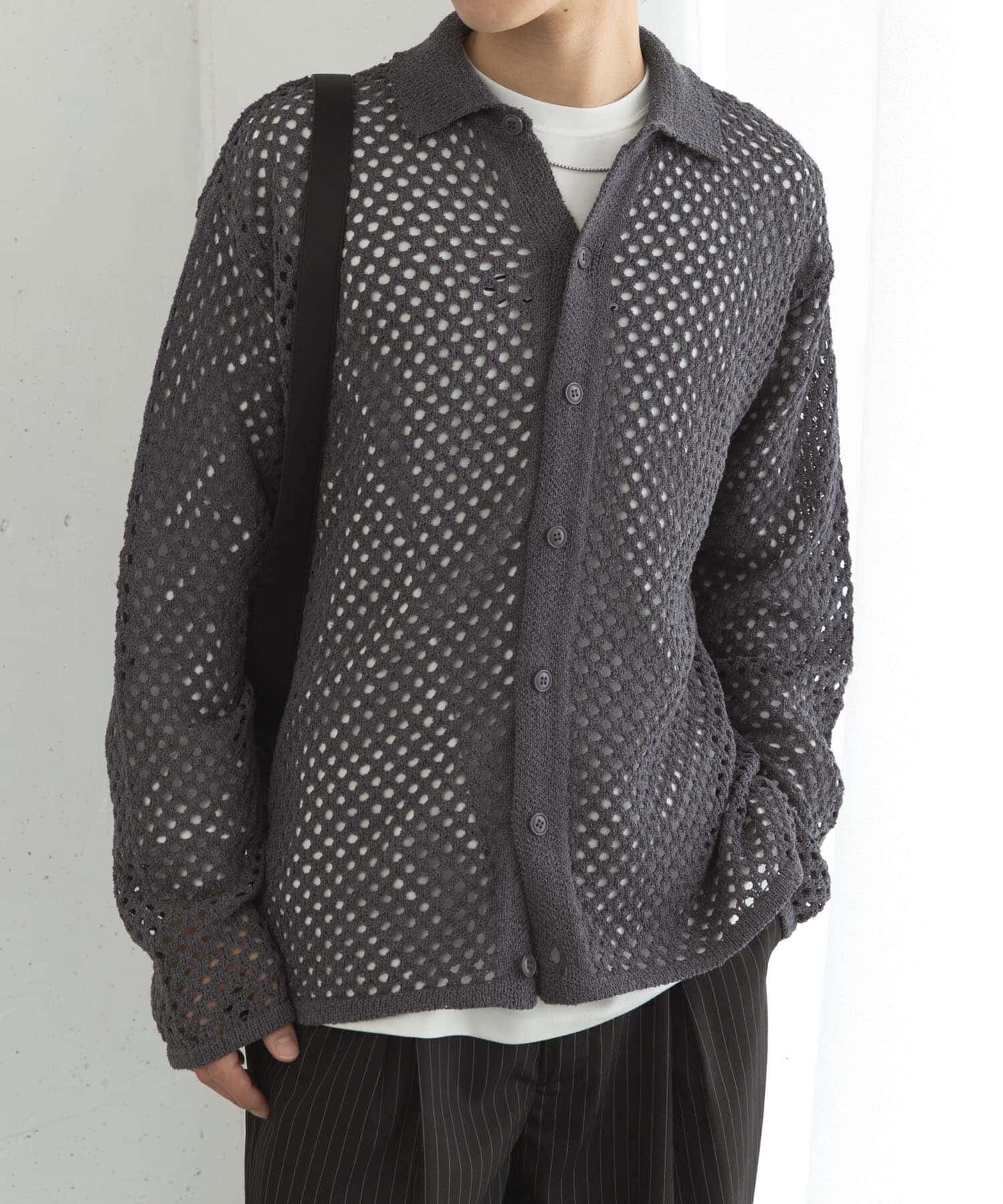 SENSE OF PLACE by URBAN RESEARCH「『ユニセックス』メッシュ衿付きカーディガン」|カーディガン|