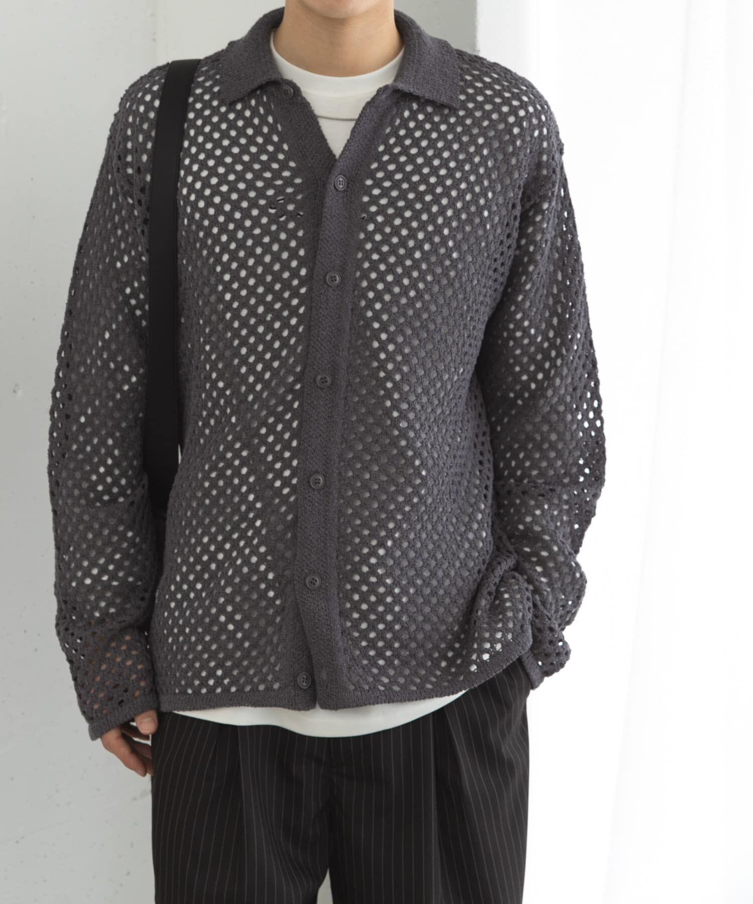 SENSE OF PLACE by URBAN RESEARCH「『ユニセックス』メッシュ衿付きカーディガン」|カーディガン|