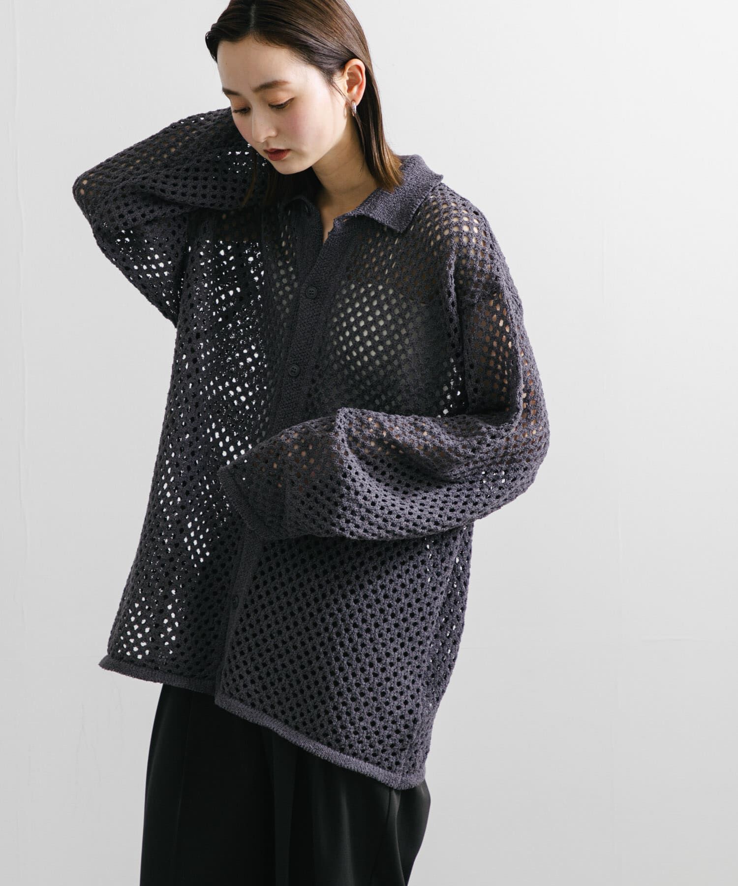 SENSE OF PLACE by URBAN RESEARCH「『ユニセックス』メッシュ衿付きカーディガン」|カーディガン|