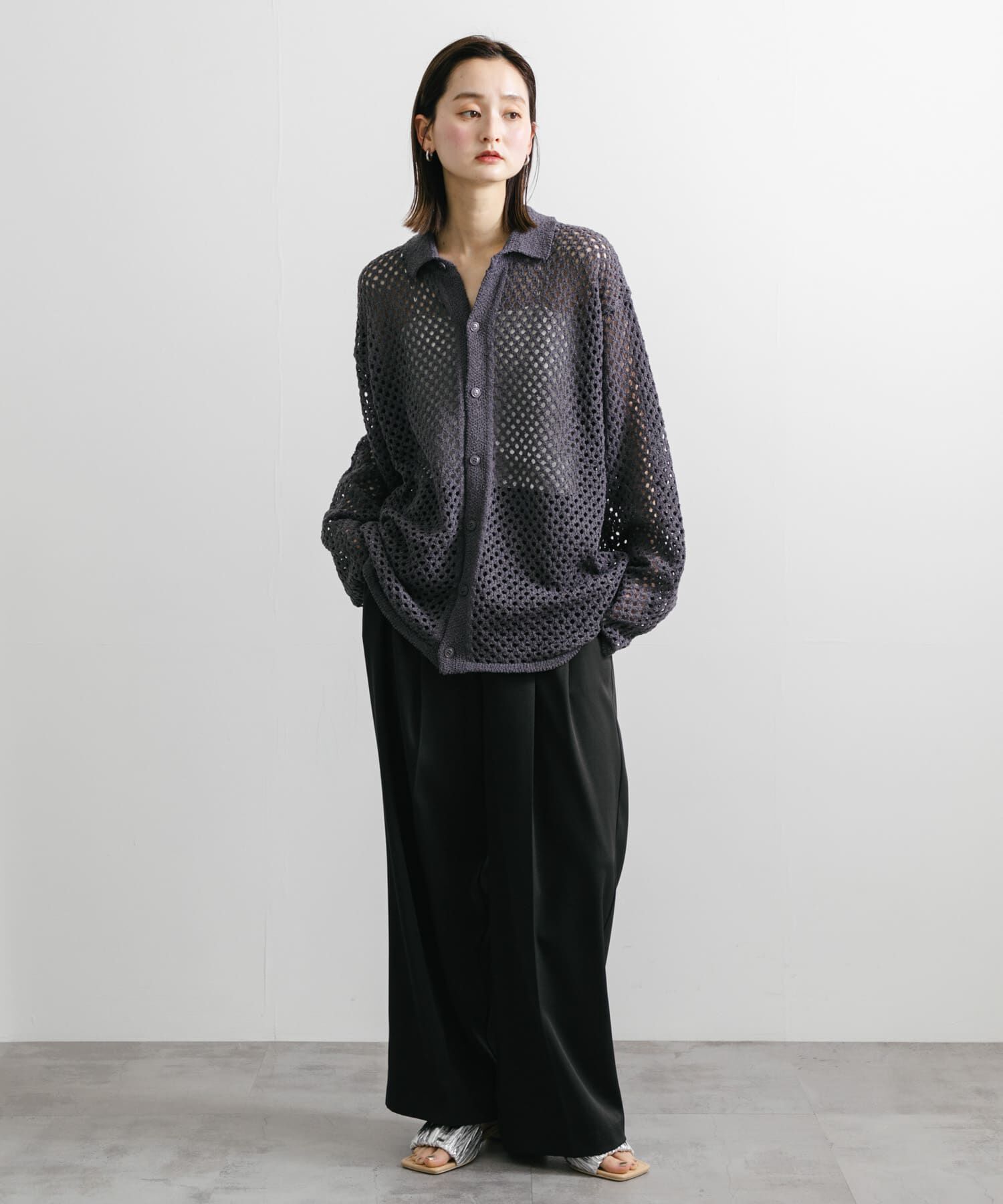 SENSE OF PLACE by URBAN RESEARCH「『ユニセックス』メッシュ衿付きカーディガン」|カーディガン|