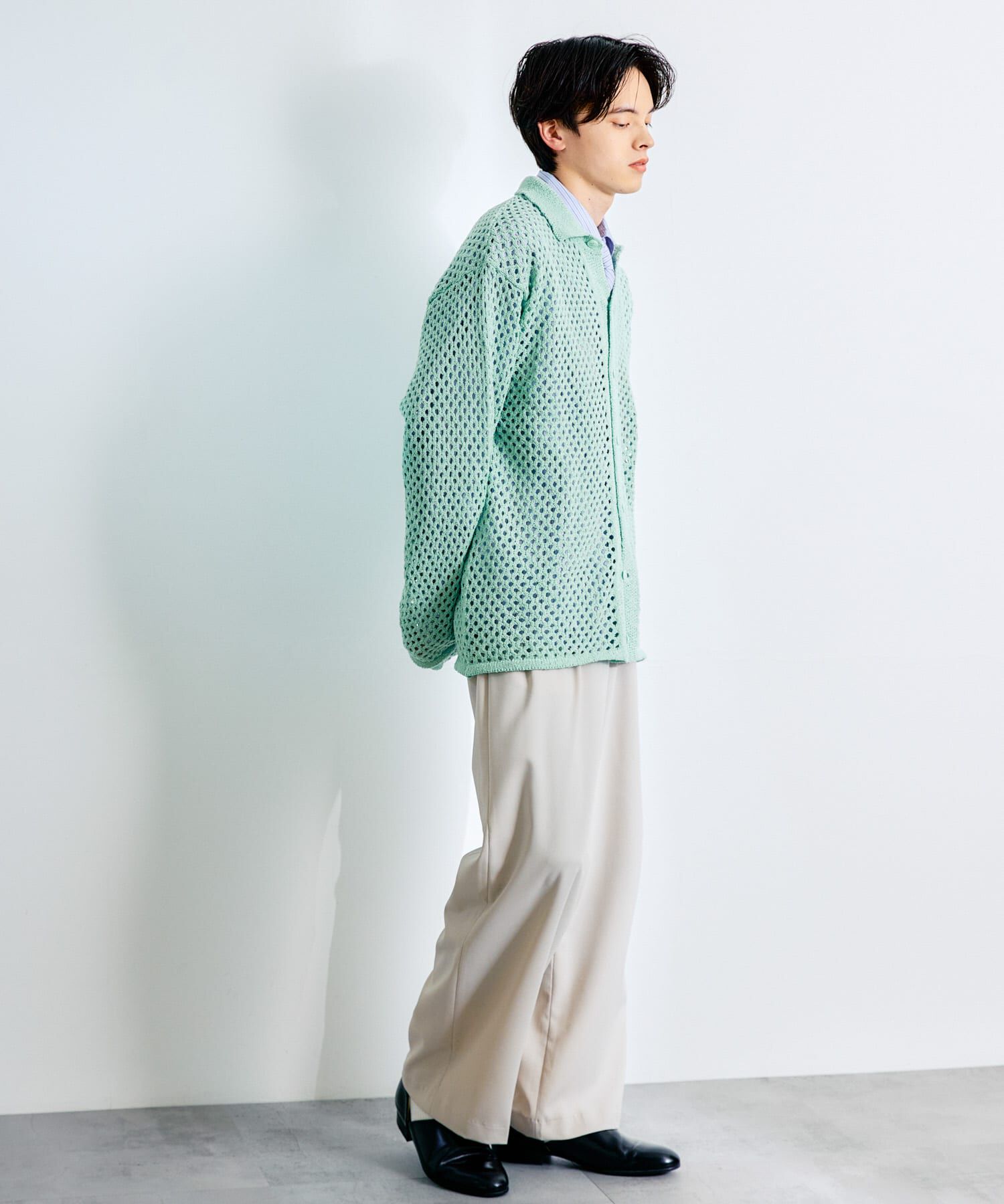 SENSE OF PLACE by URBAN RESEARCH「『ユニセックス』メッシュ衿付きカーディガン」|カーディガン|