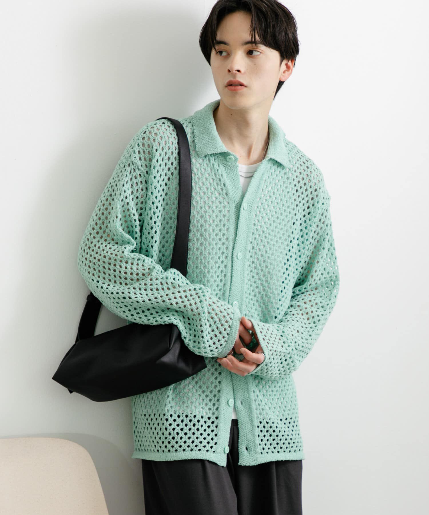 SENSE OF PLACE by URBAN RESEARCH「『ユニセックス』メッシュ衿付きカーディガン」|カーディガン|