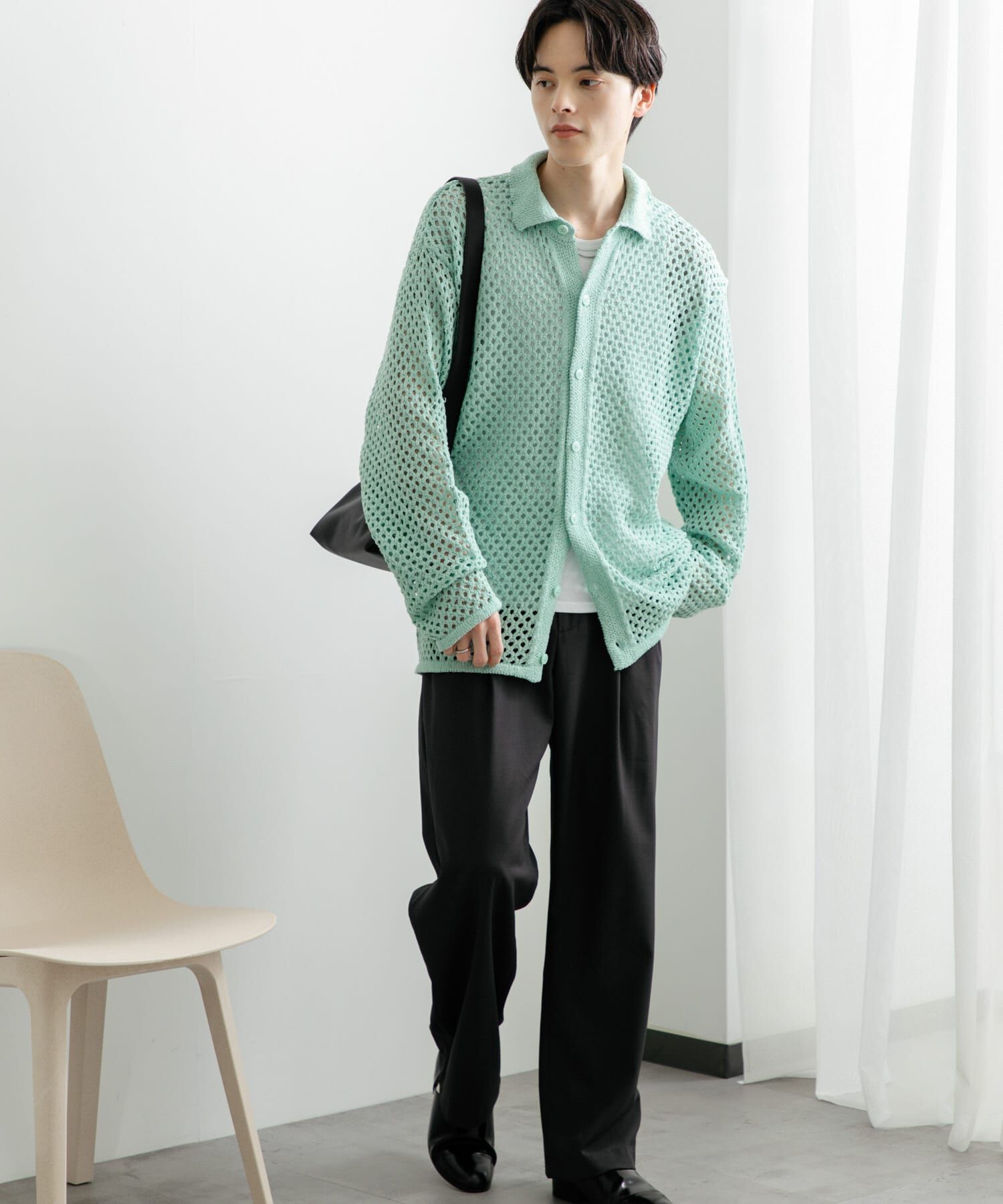 SENSE OF PLACE by URBAN RESEARCH「『ユニセックス』メッシュ衿付きカーディガン」|カーディガン|