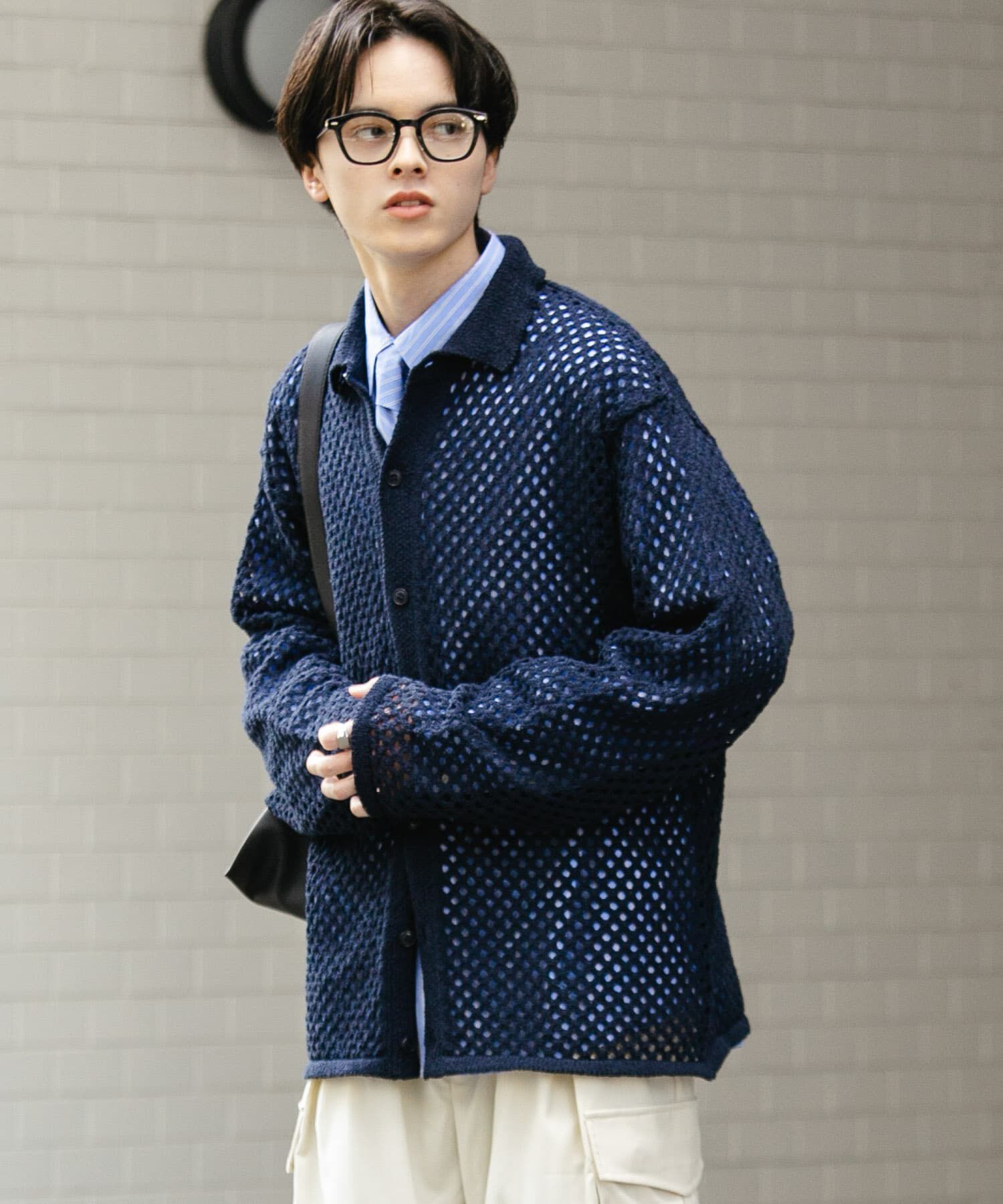 SENSE OF PLACE by URBAN RESEARCH「『ユニセックス』メッシュ衿付きカーディガン」|カーディガン|