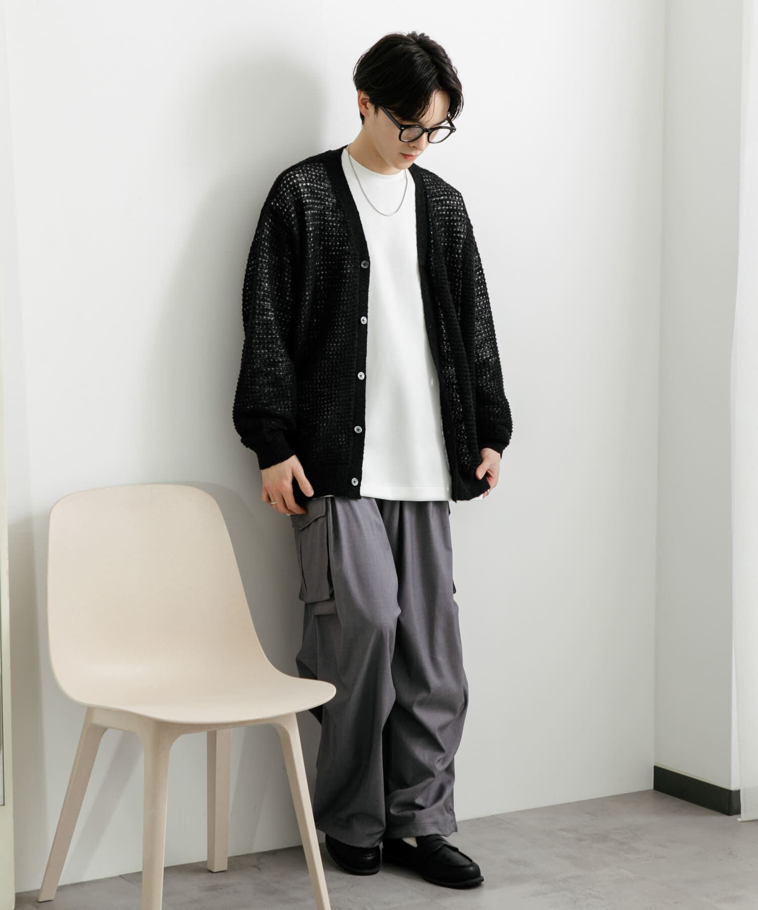 SENSE OF PLACE by URBAN RESEARCH「『ユニセックス』『洗濯可』シアーVネックカーディガン」|カーディガン|